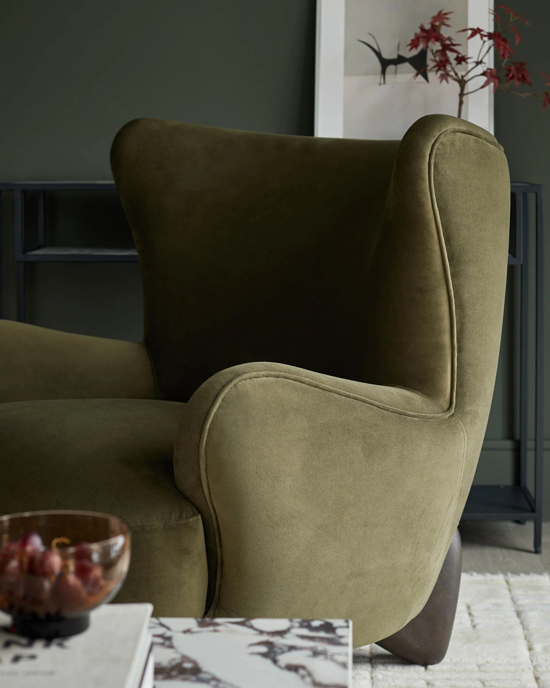 Harlan olive green velvet accent chair - Image 2