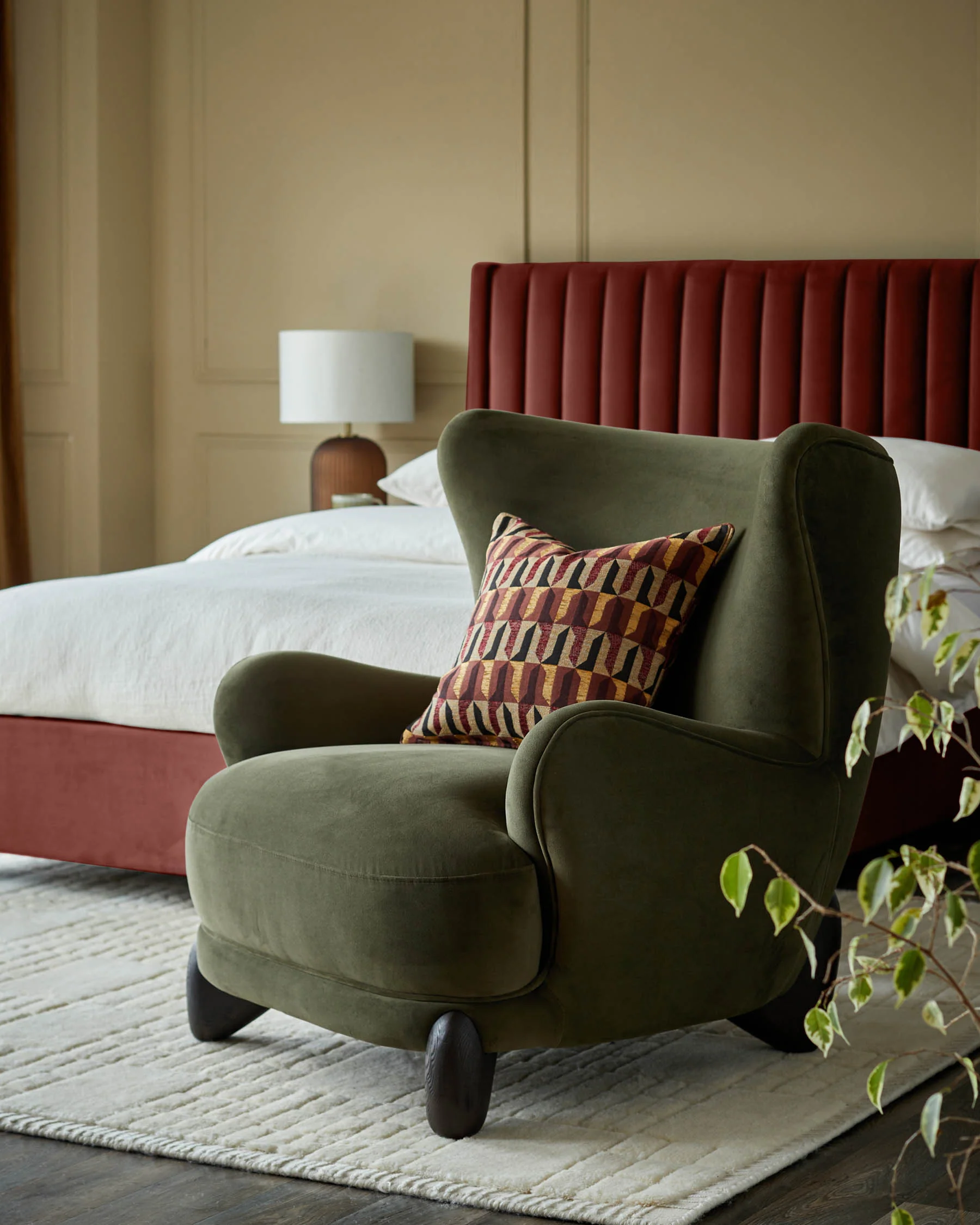 Harlan olive green velvet accent chair - Image 4