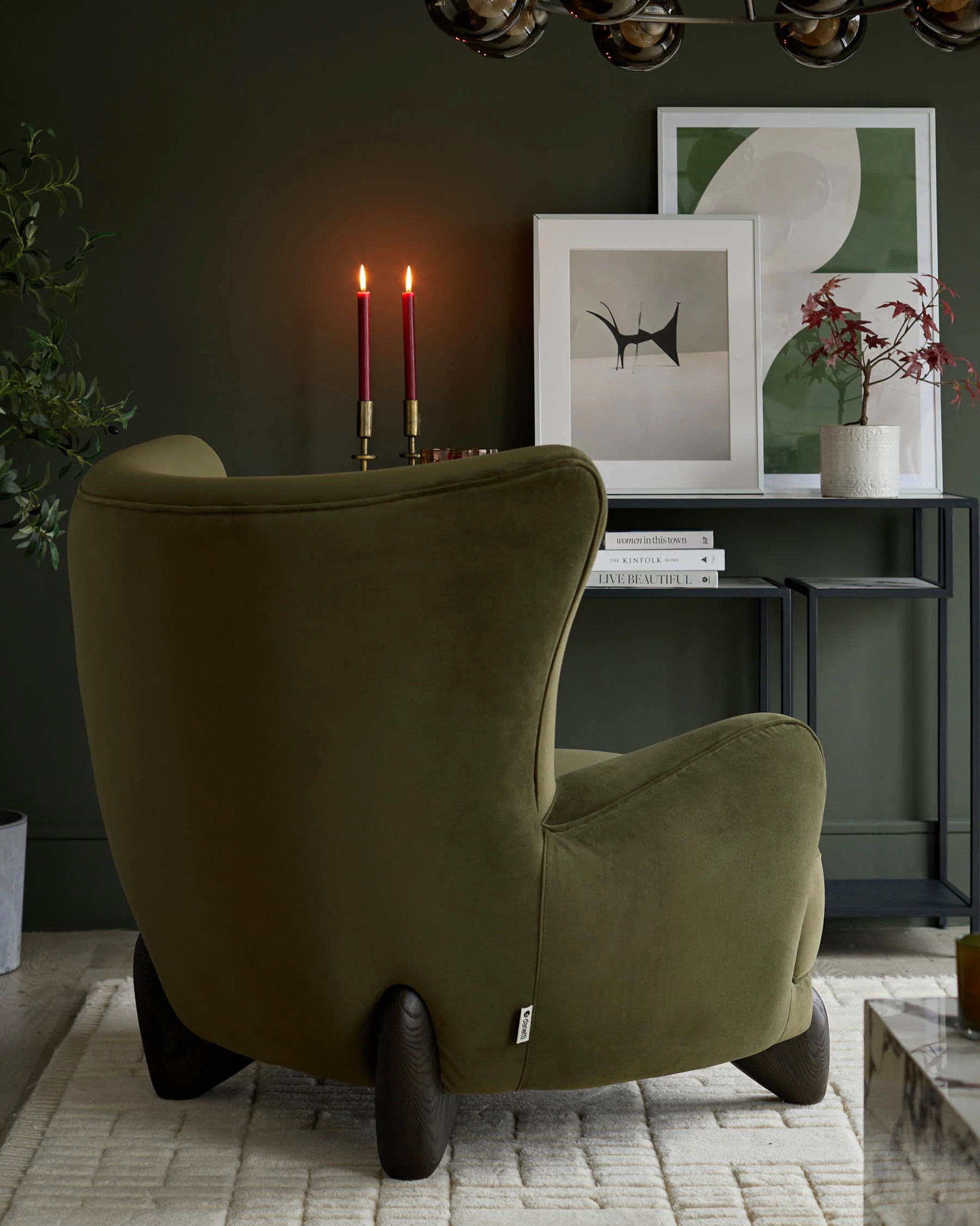 Harlan olive green velvet accent chair - Image 7