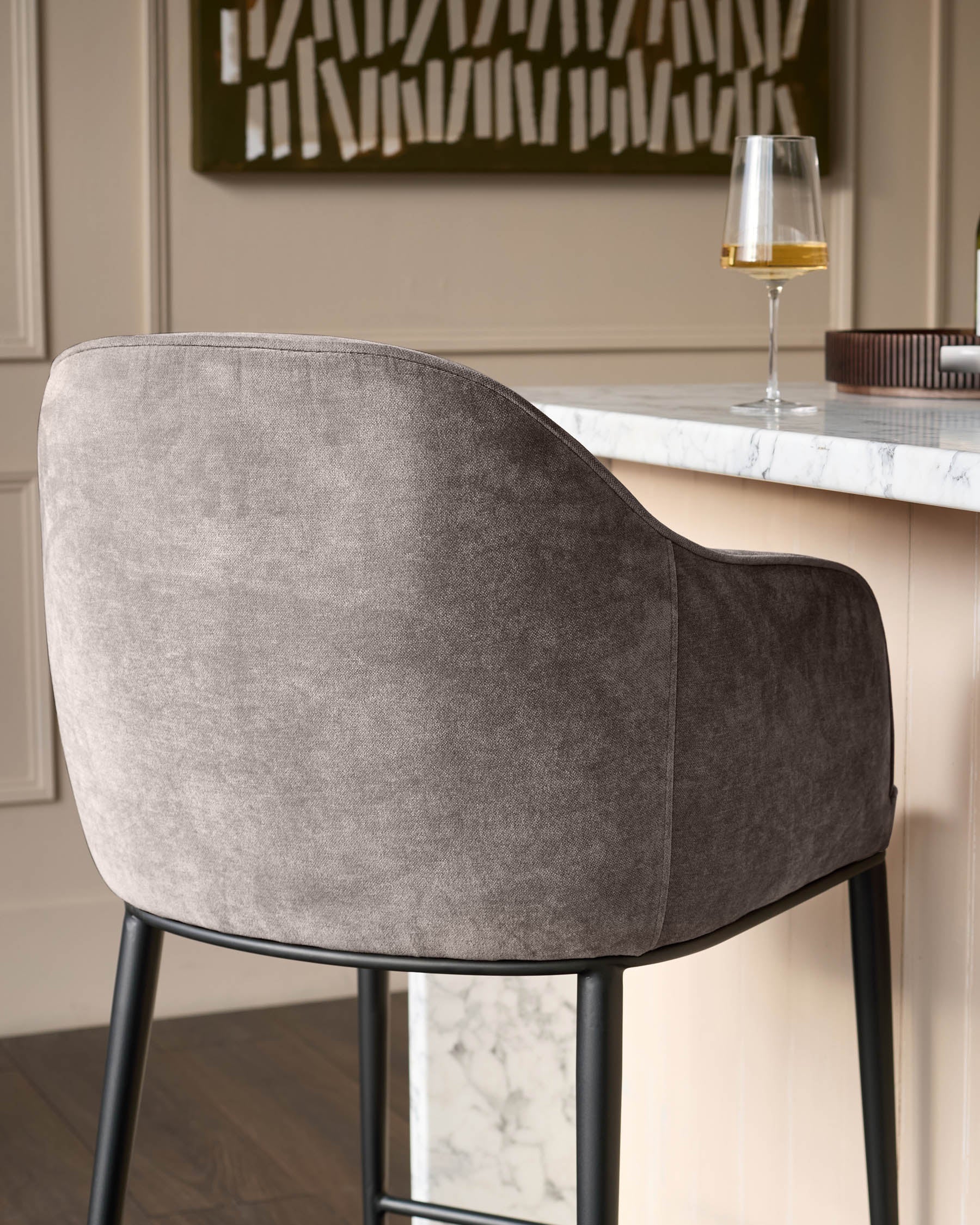 Harley mocha chenille bar stool - Image 6