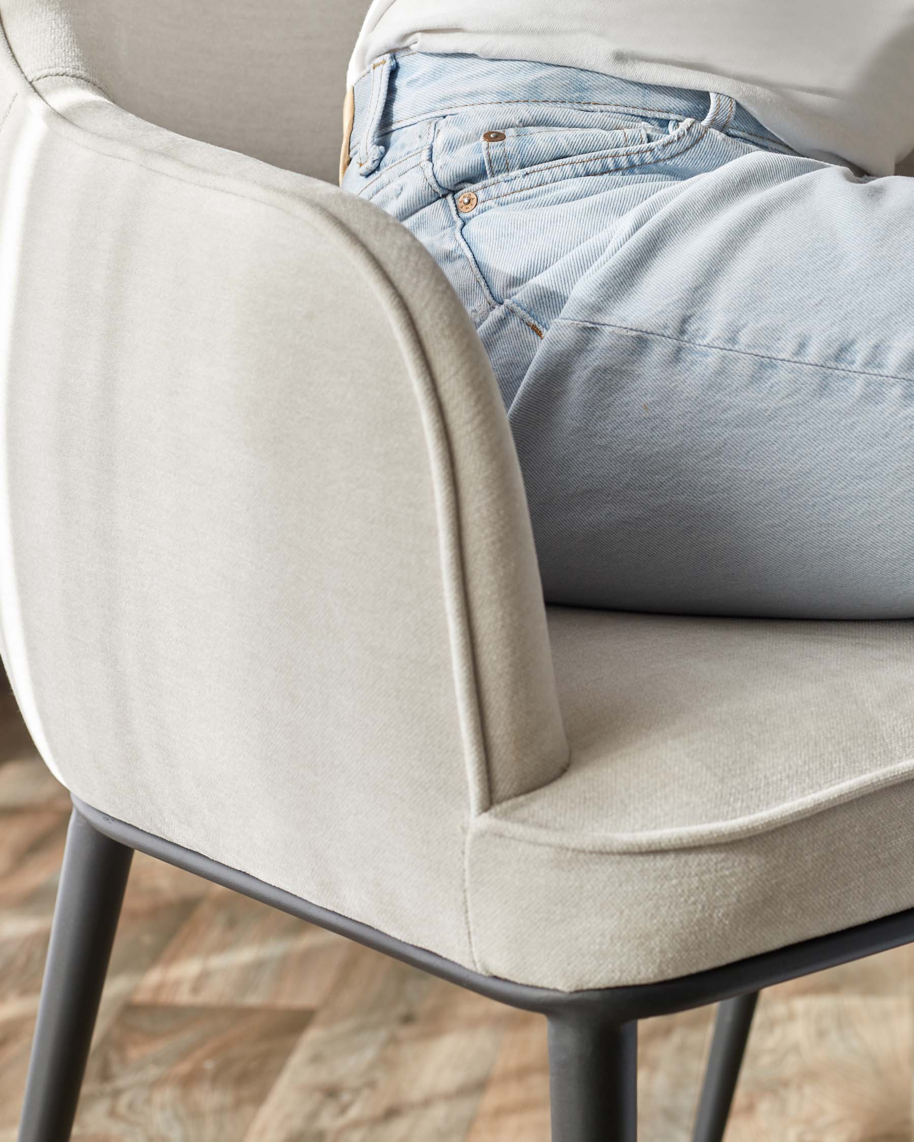 Harley natural grey chenille dining chair - Image 4