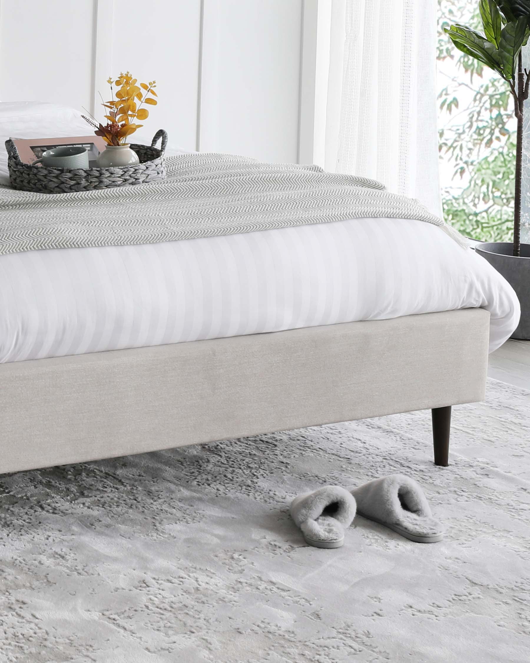 Harlow Light Grey Fabric Double Bed - Image 4