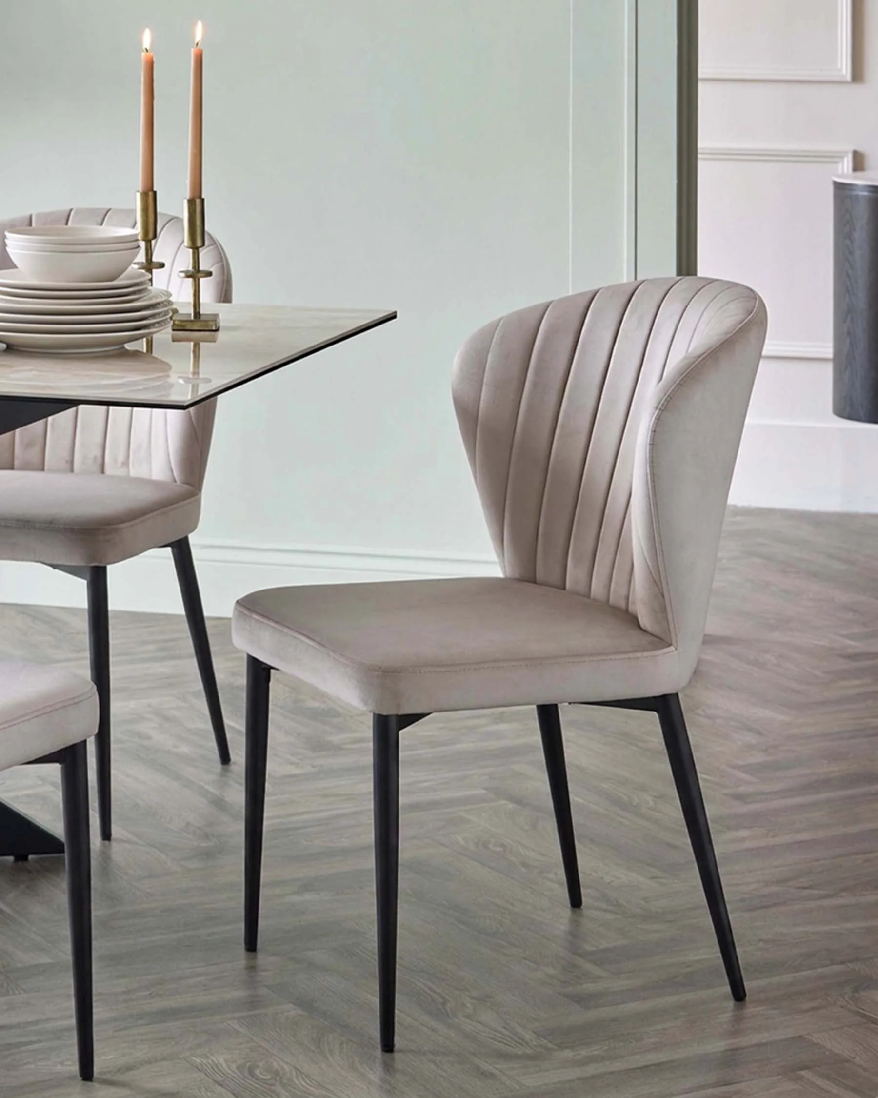 Harper champagne velvet dining chair