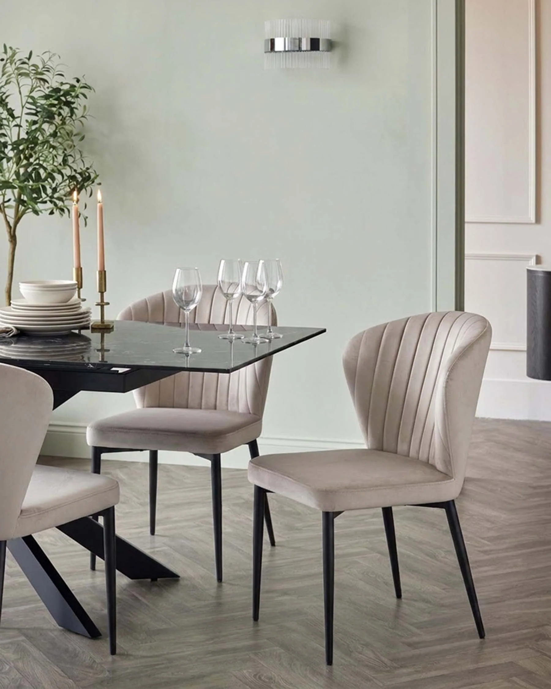 Harper champagne velvet dining chair - Image 2