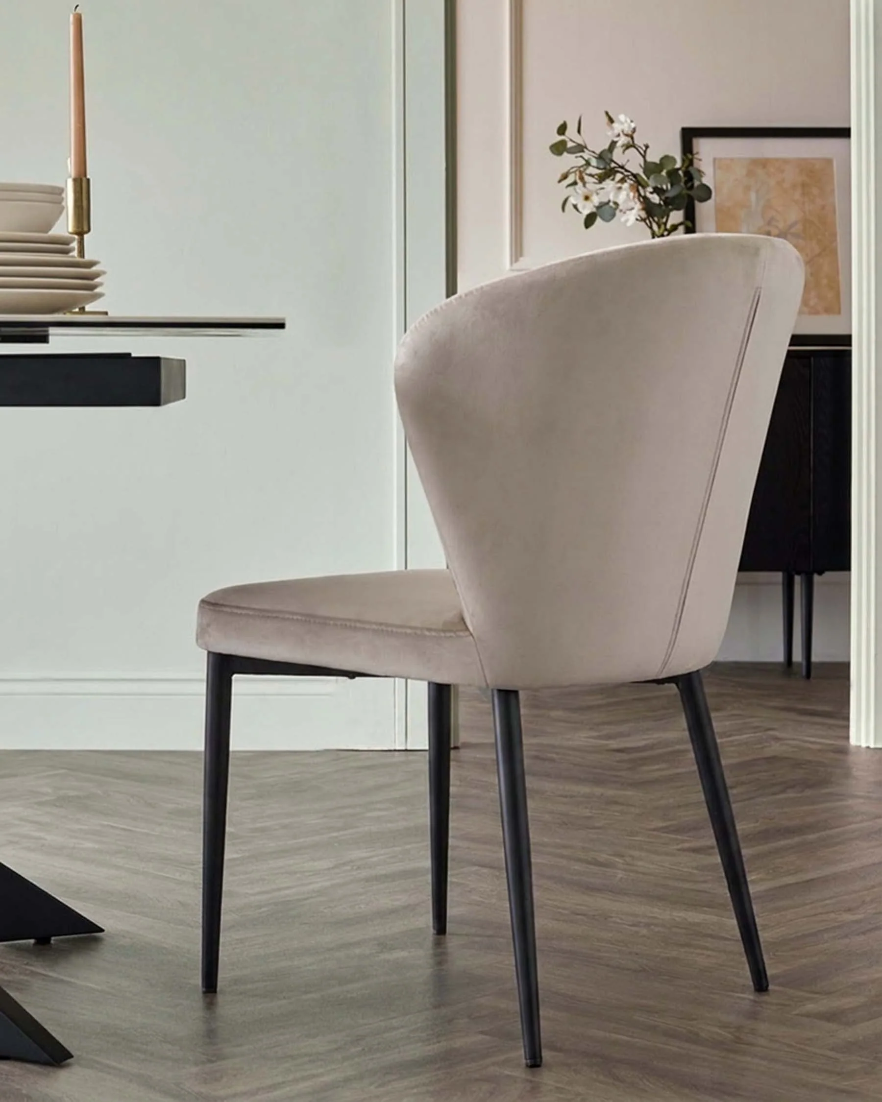 Harper champagne velvet dining chair - Image 3