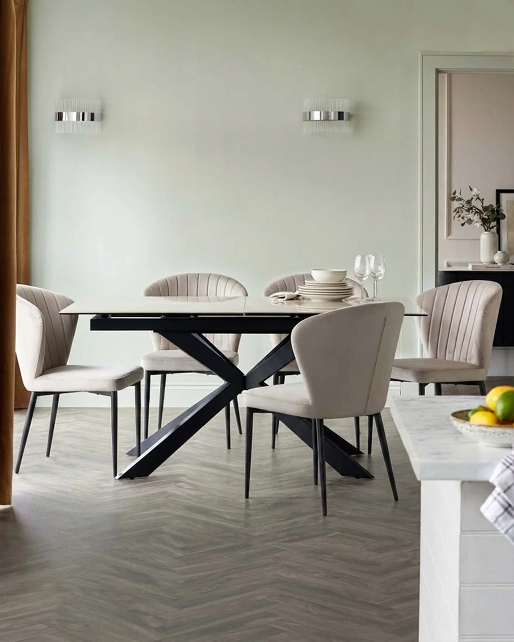 Harper champagne velvet dining chair - Image 5