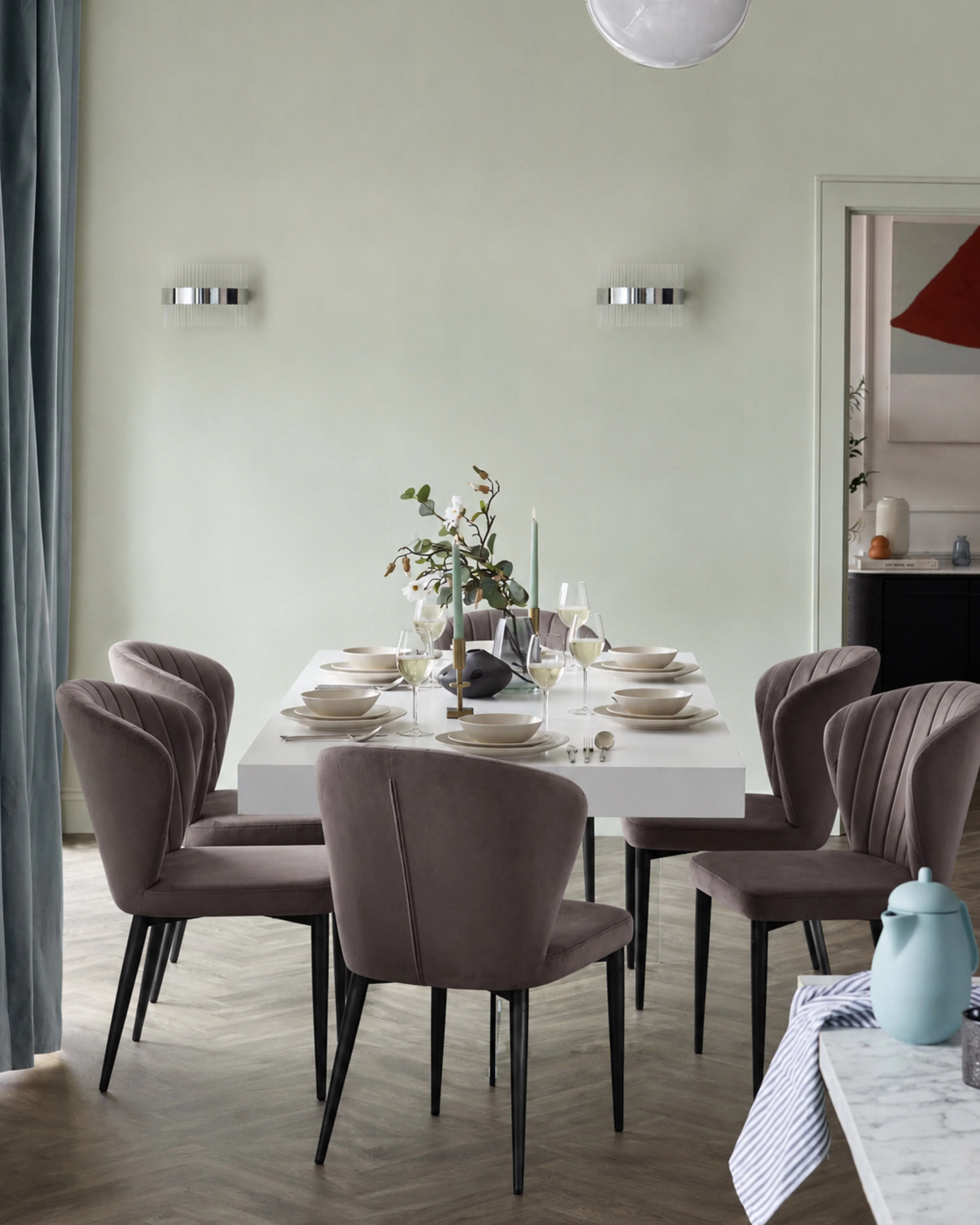 Harper mocha velvet dining chair - Image 2