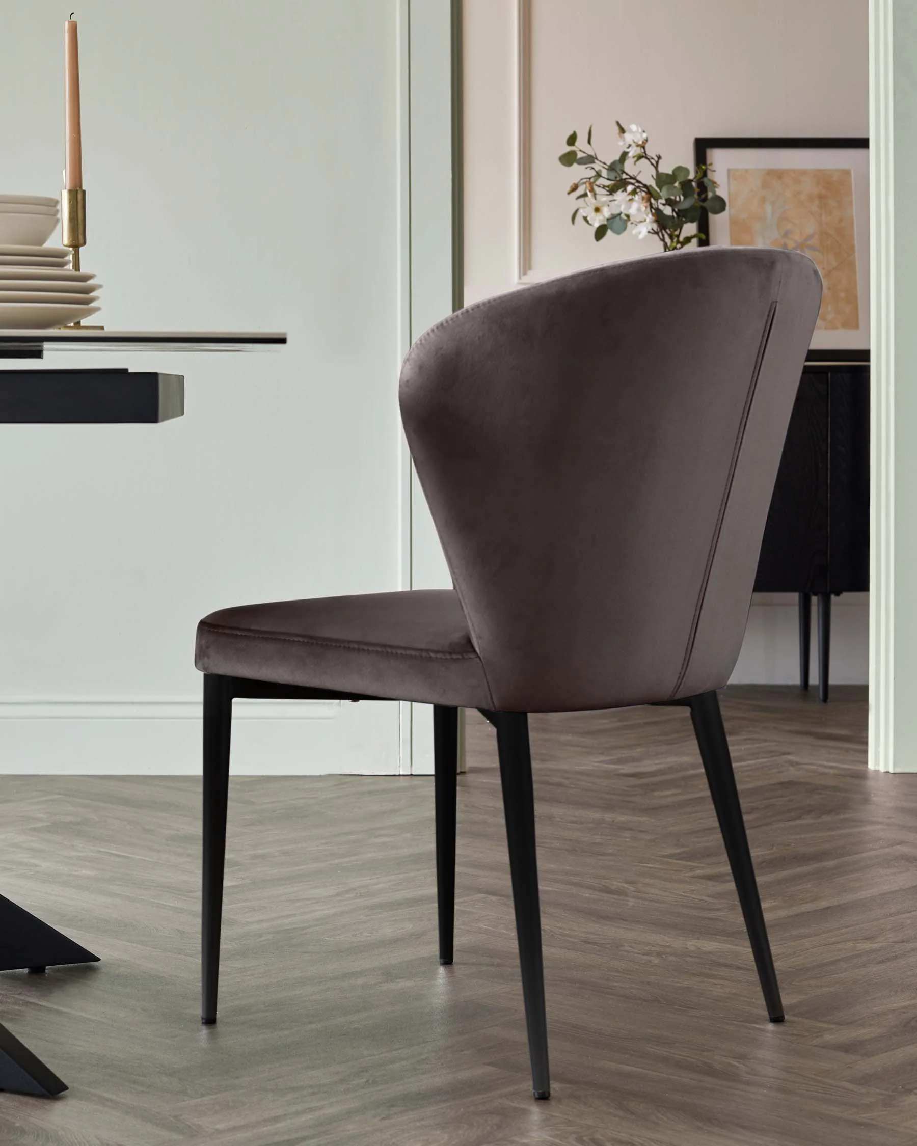 Harper mocha velvet dining chair - Image 3