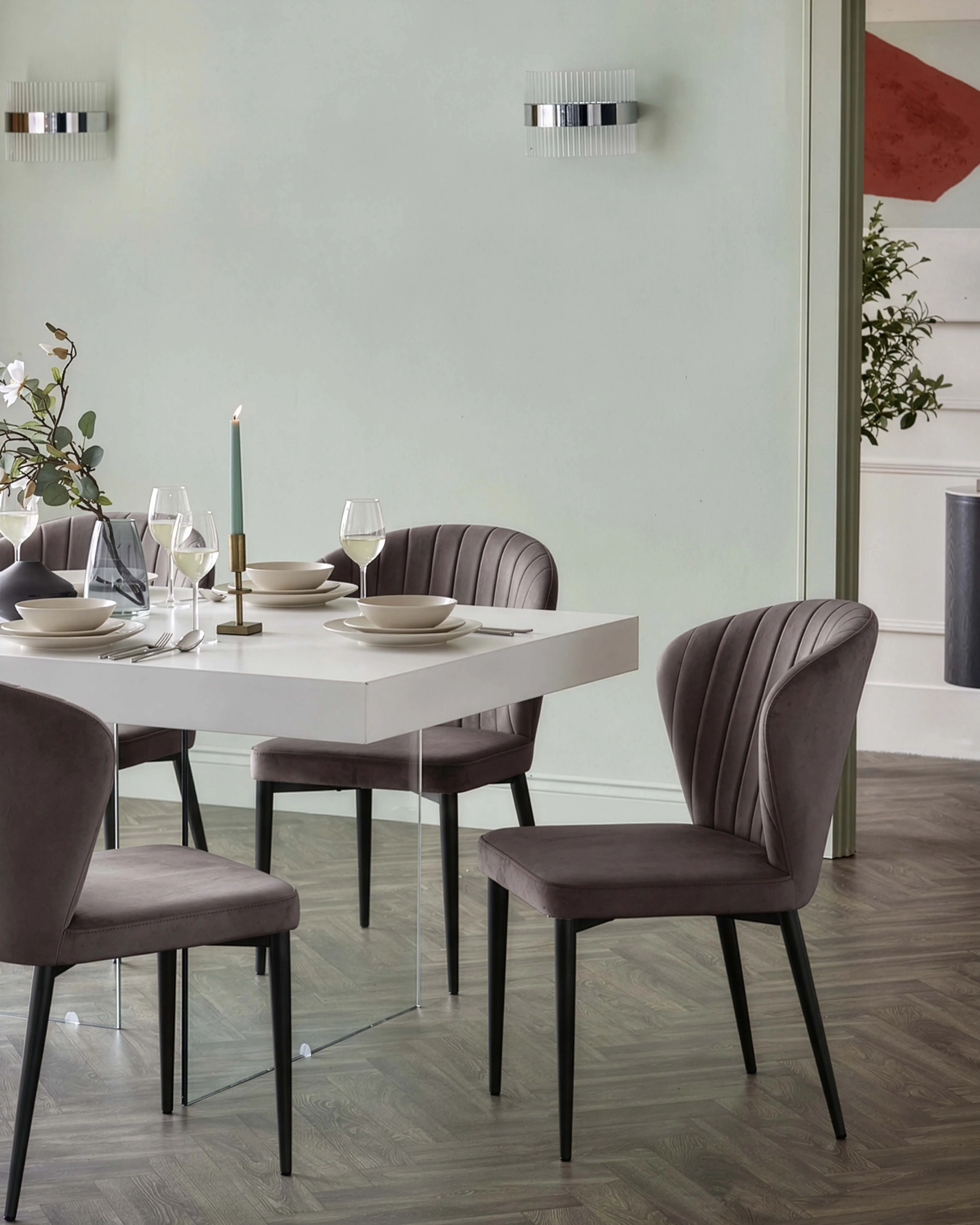 Harper mocha velvet dining chair - Image 4