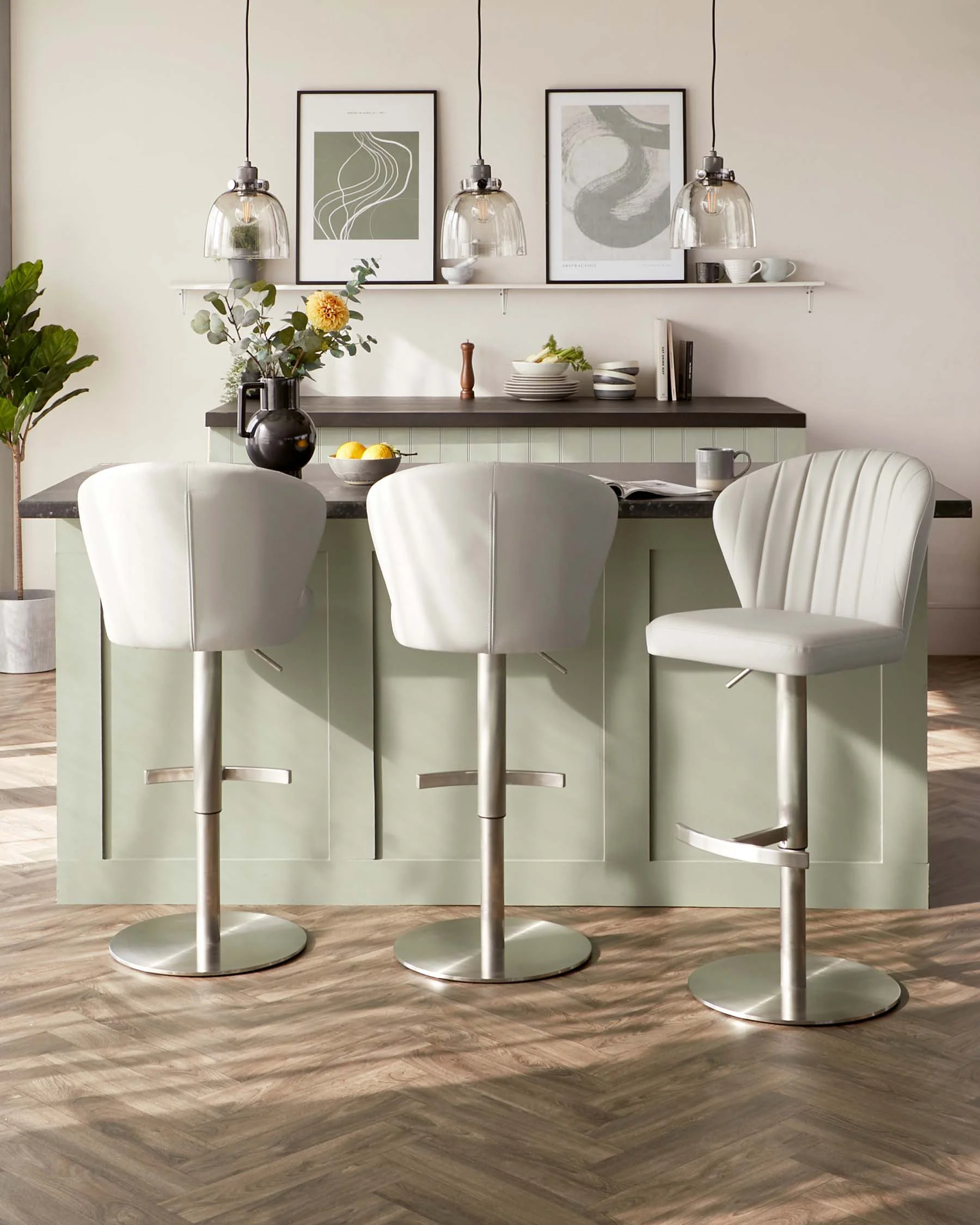 Harper Light Grey Faux Leather Gas Lift Bar stool - Image 4