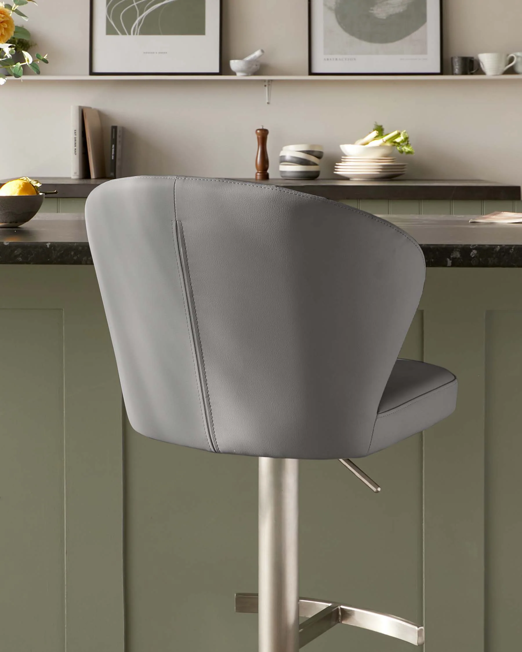 Harper Mid Grey Faux Leather Gas Lift Bar stool - Image 5