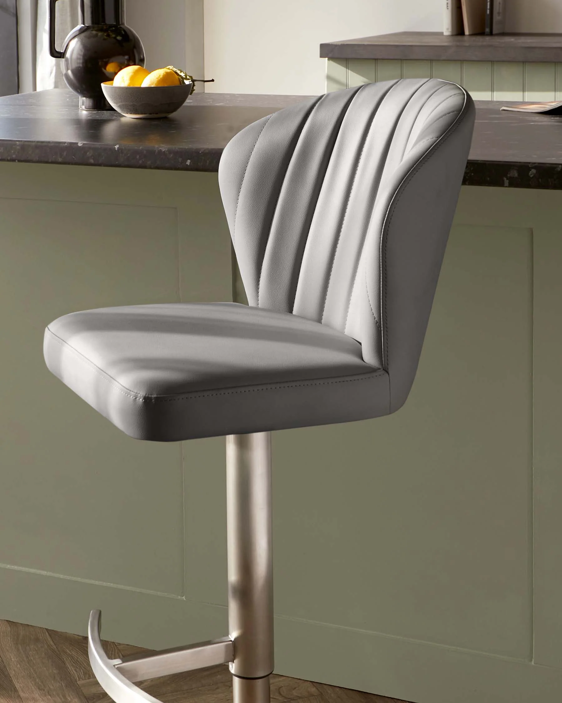 Harper Mid Grey Faux Leather Gas Lift Bar stool - Image 7