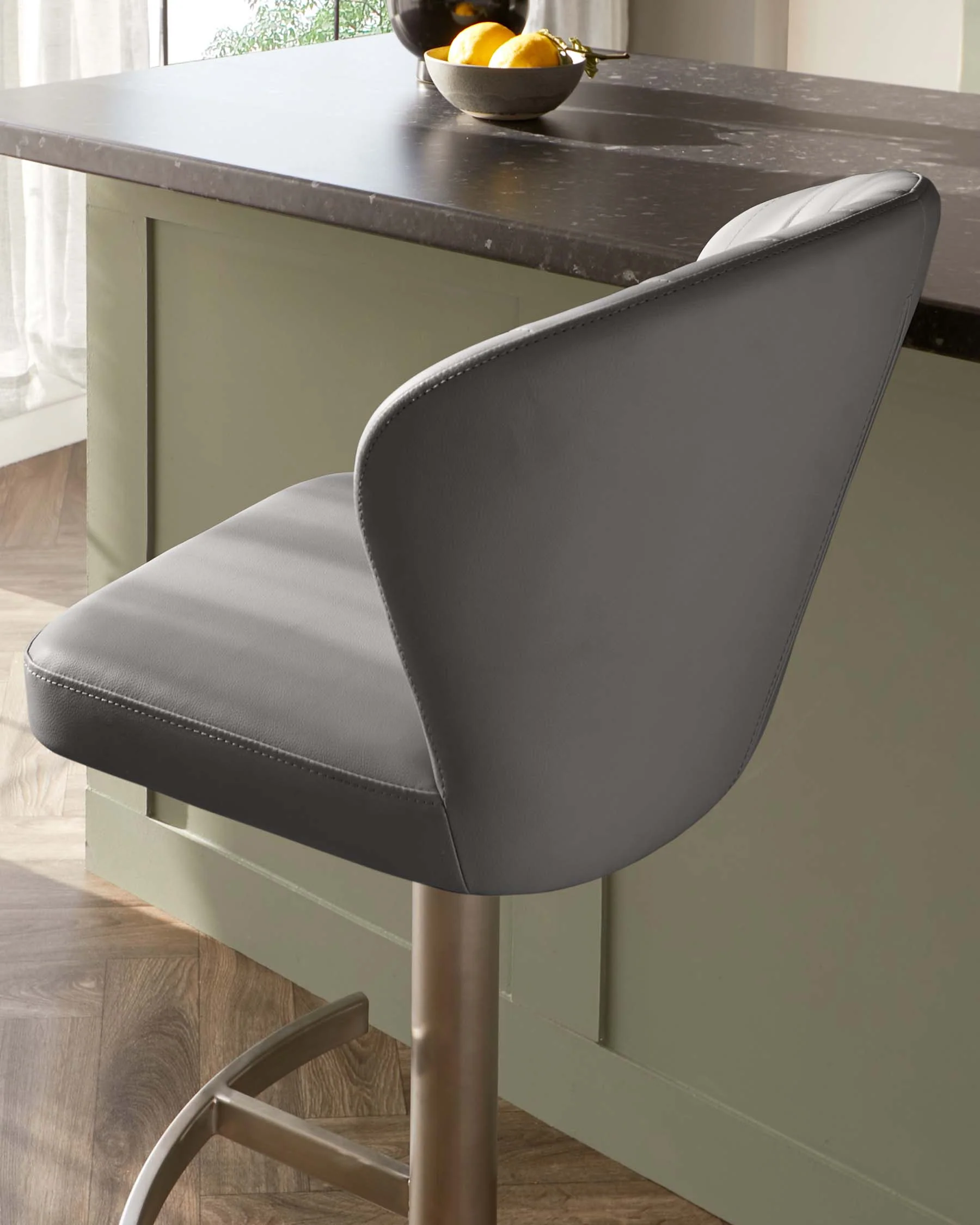 Harper Mid Grey Faux Leather Gas Lift Bar stool - Image 8