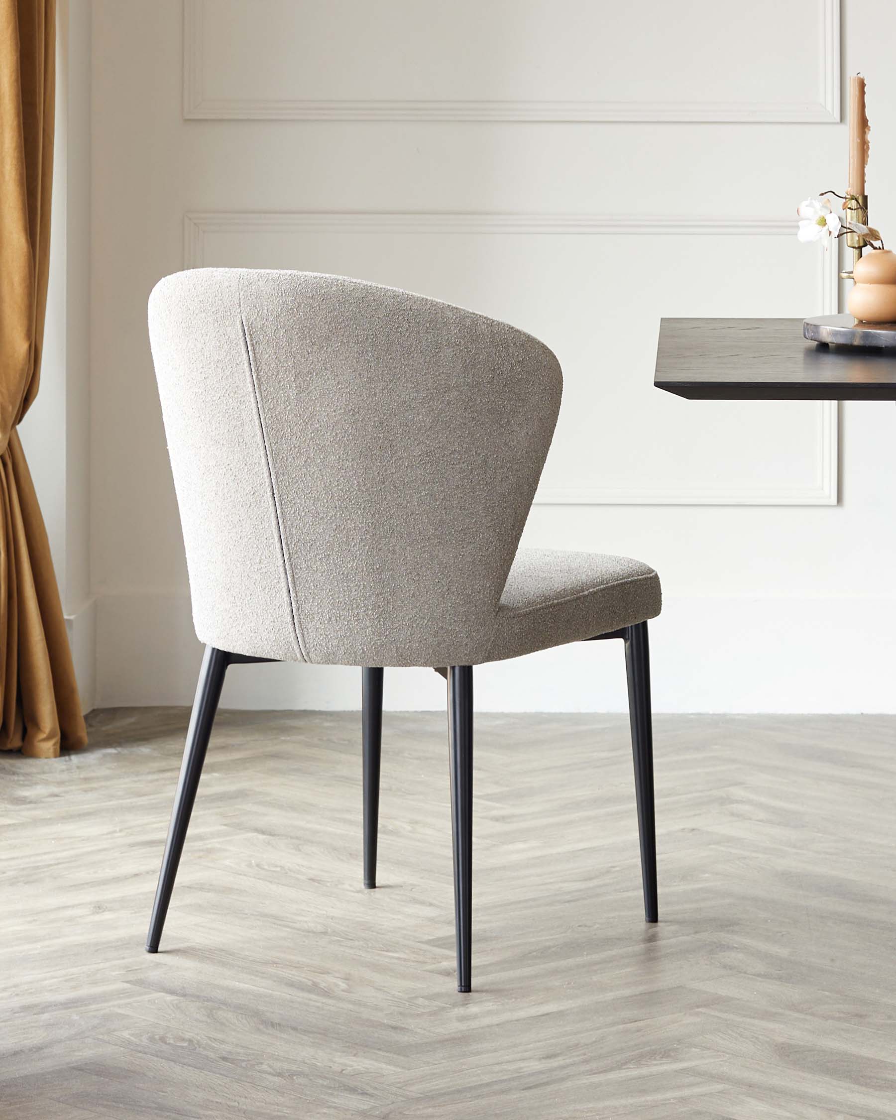 Harper Light Grey Boucle Black Metal Dining Chair - Image 3