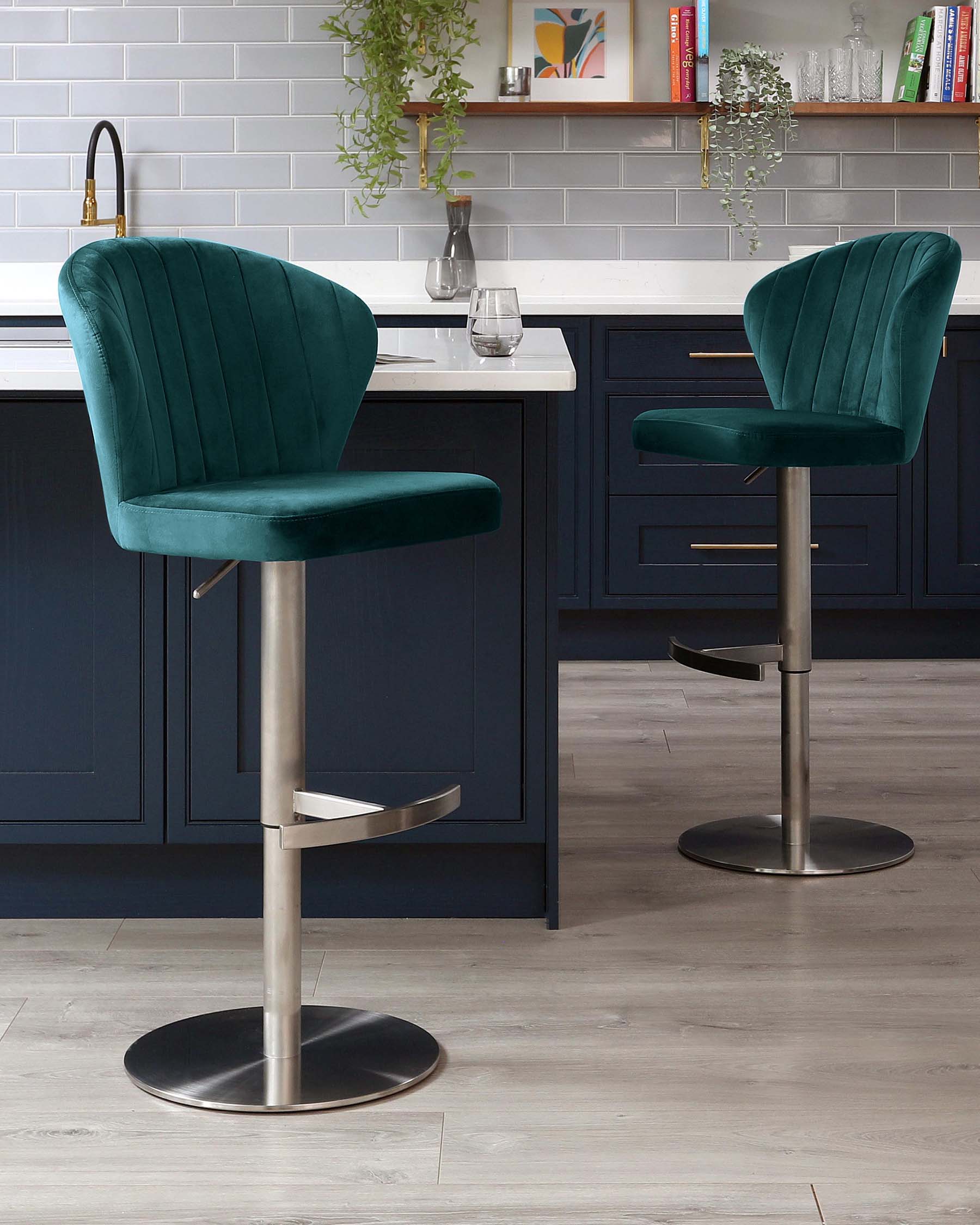 Harper Dark Teal Velvet Gas Lift Bar stool - Image 3