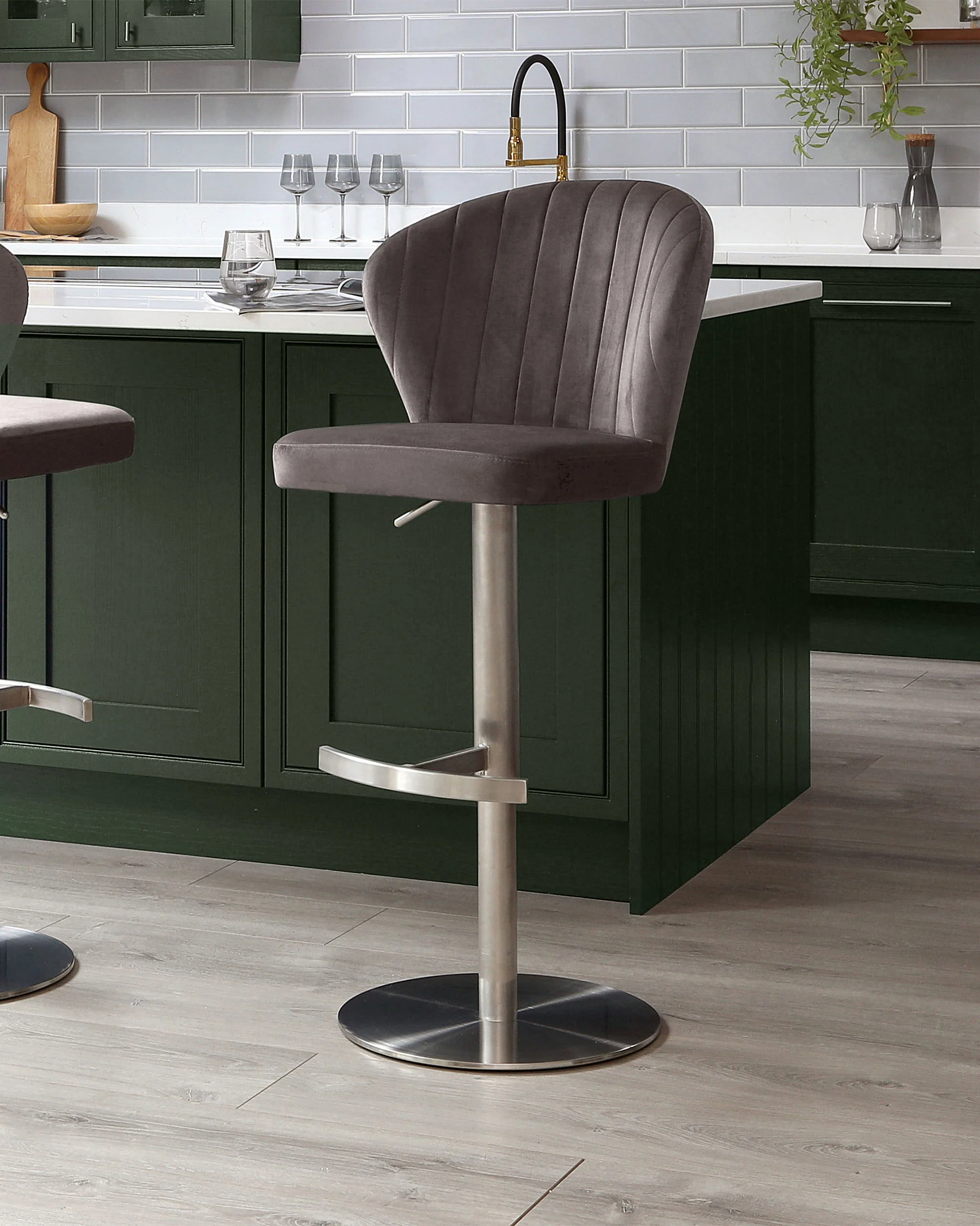Harper mocha velvet gas lift bar stool