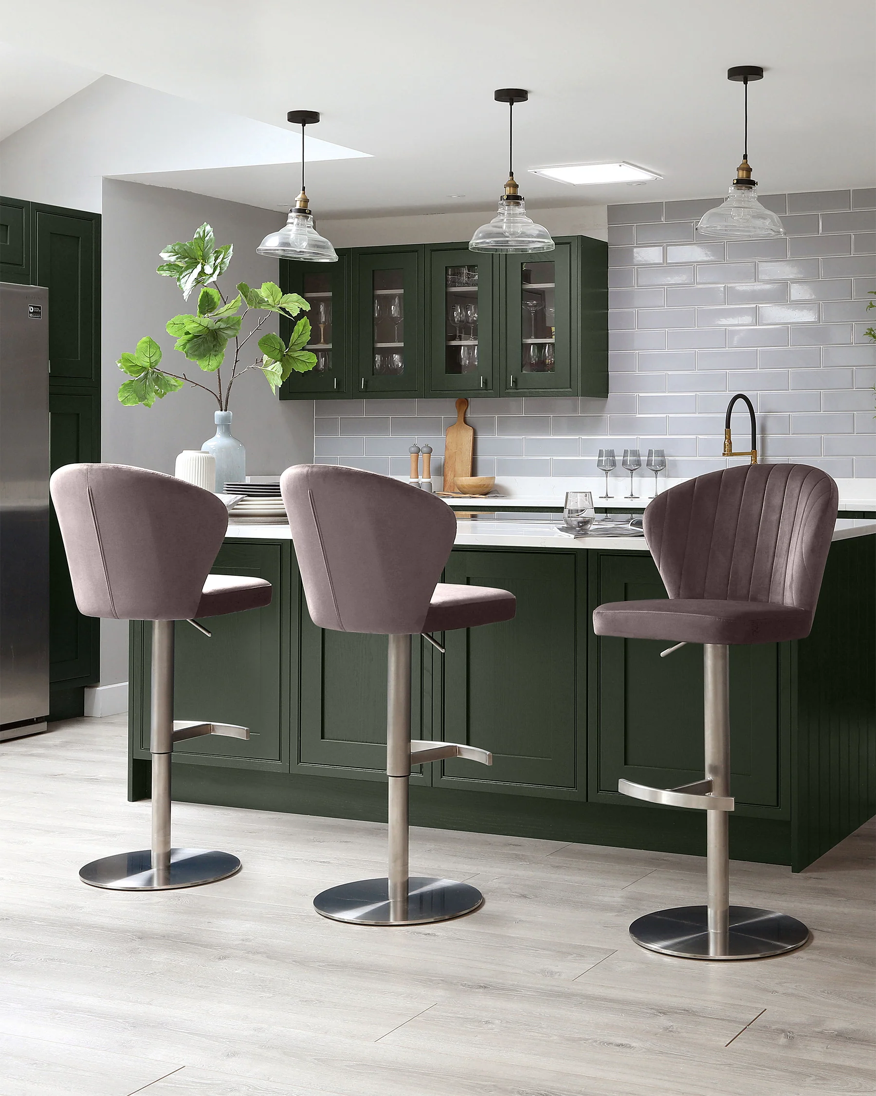 Harper mocha velvet gas lift bar stool - Image 2