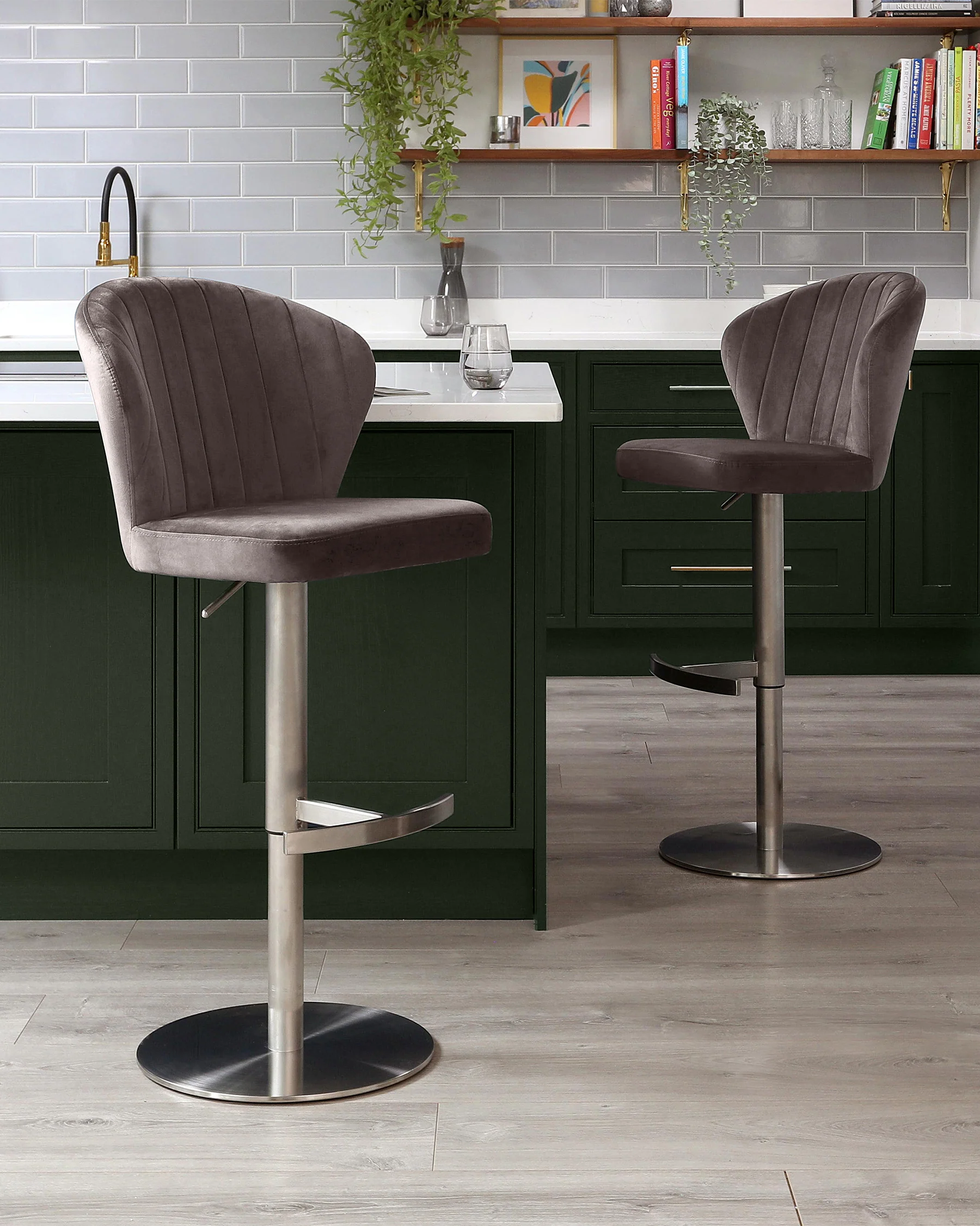 Harper mocha velvet gas lift bar stool - Image 3