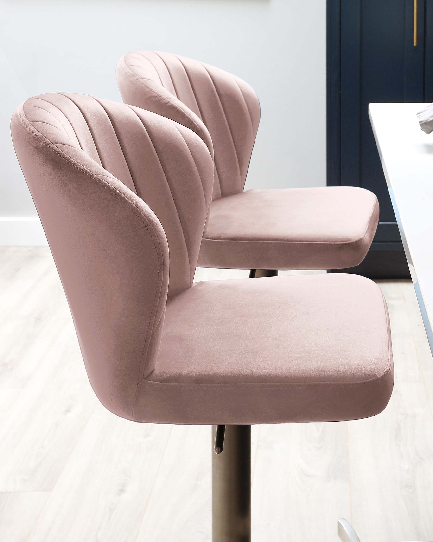 Harper Pink Velvet Gas Lift Bar Stool - Image 4