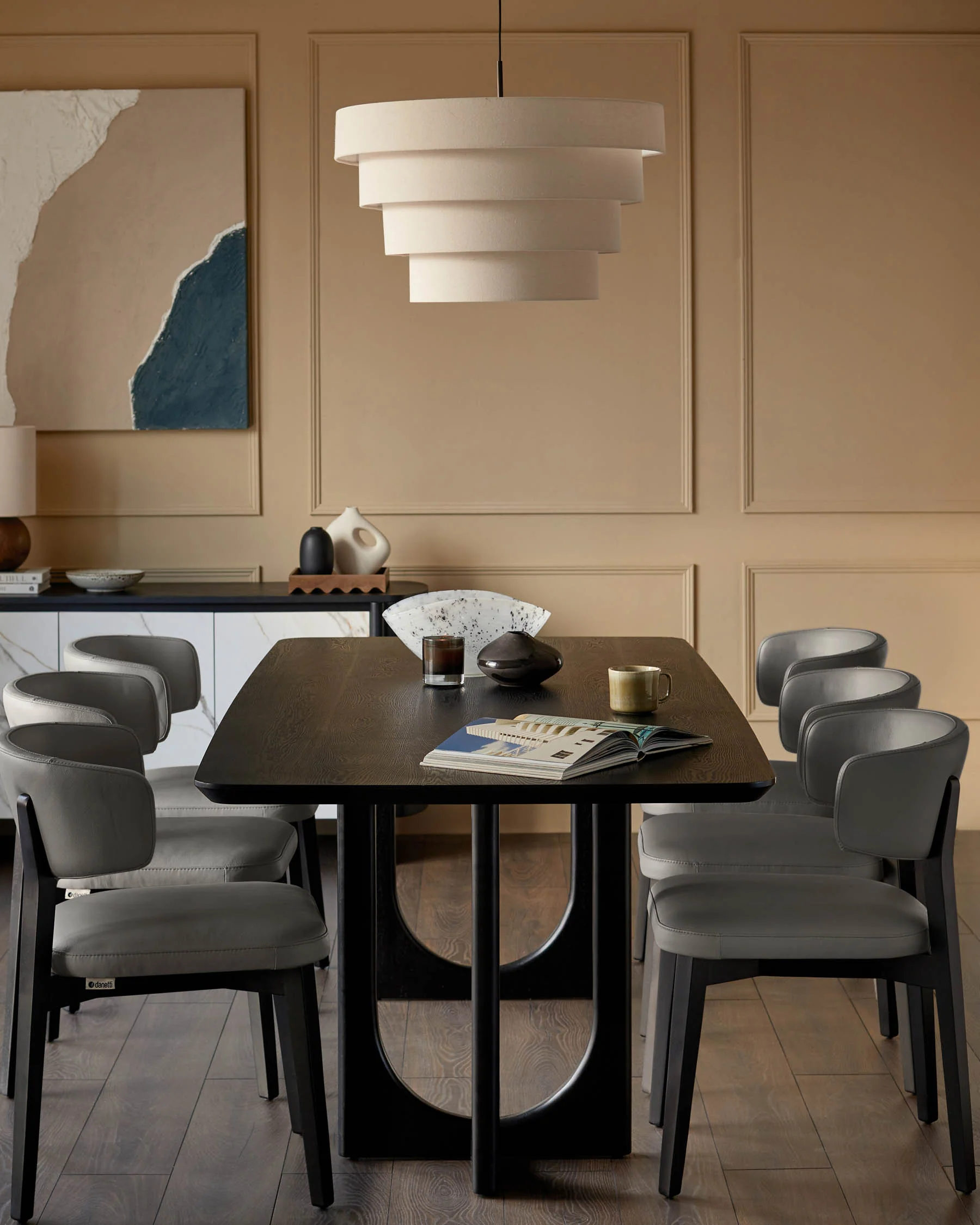 Harris dark grey leather dining chair - Image 3
