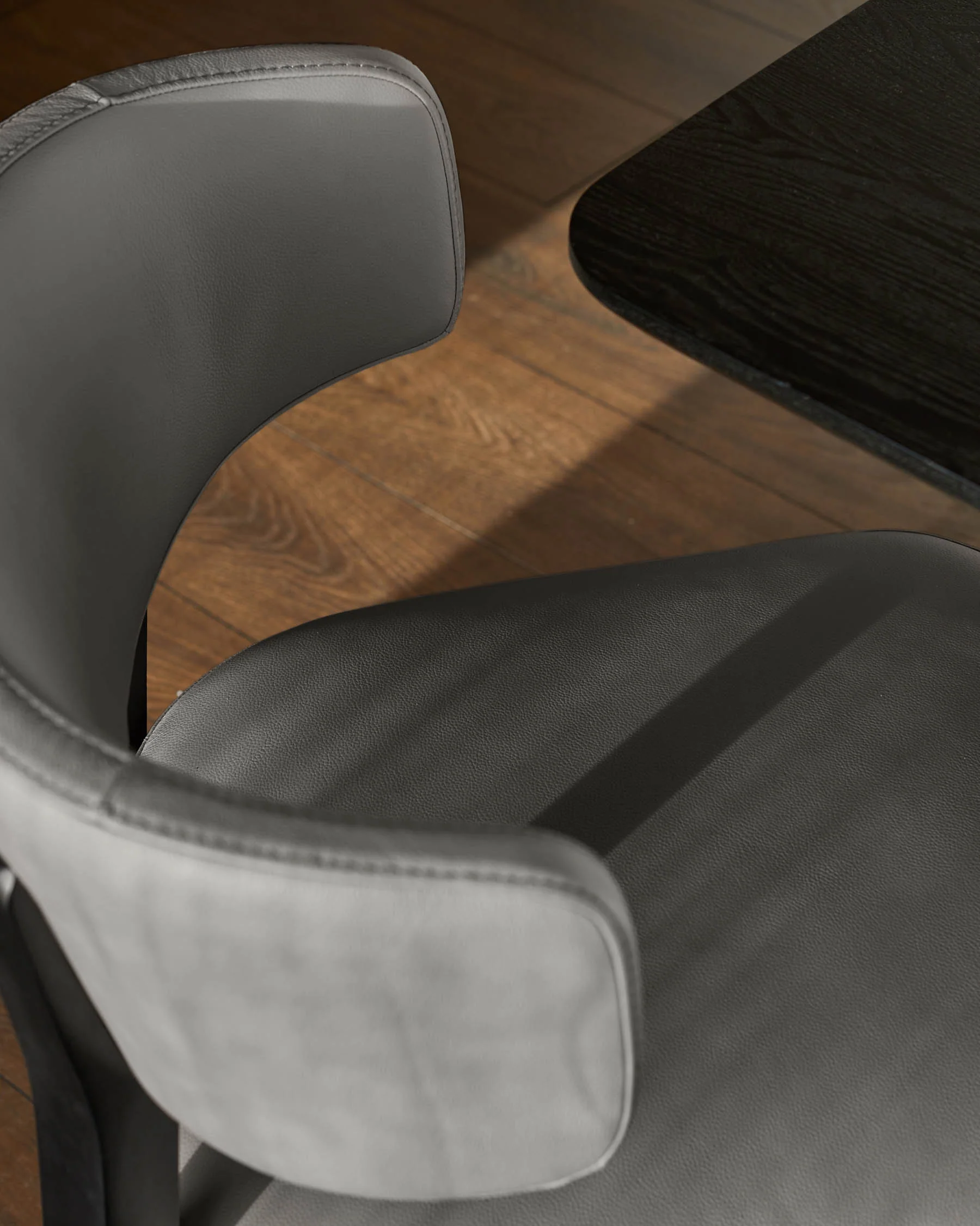 Harris dark grey leather dining chair - Image 6