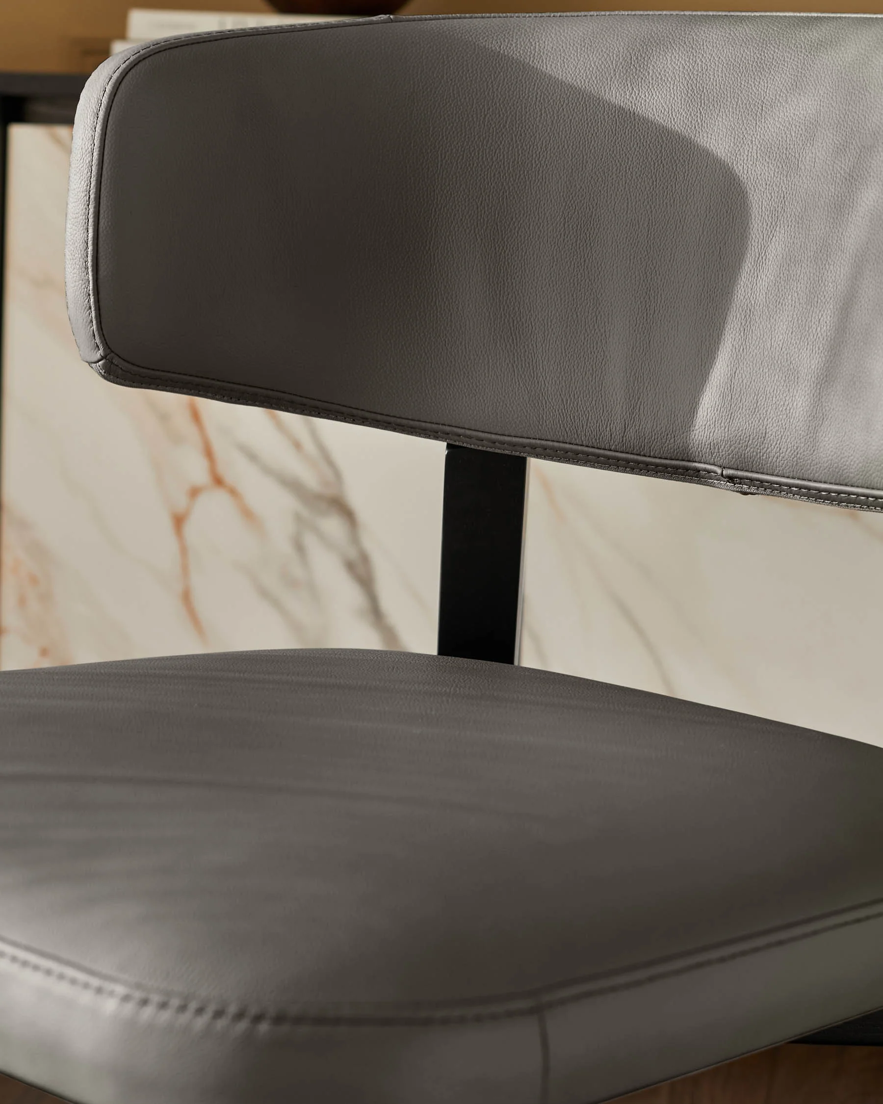 Harris dark grey leather dining chair - Image 8