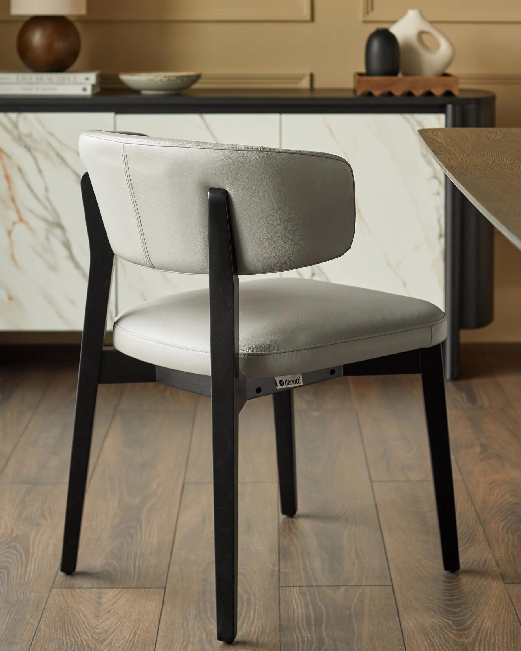Harris light grey leather dining chair - Image 2
