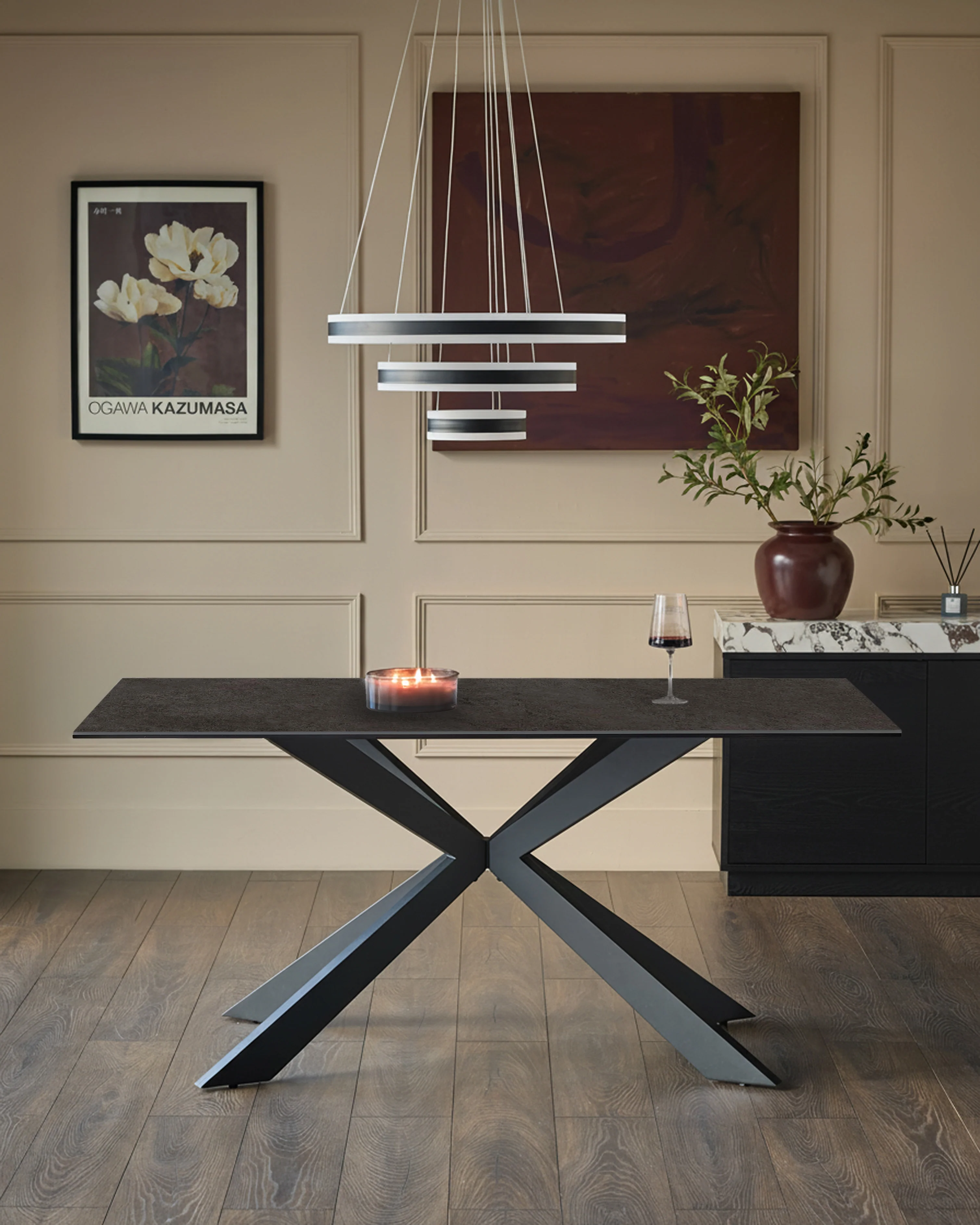 Hayden dark grey ceramic 6 seater dining table