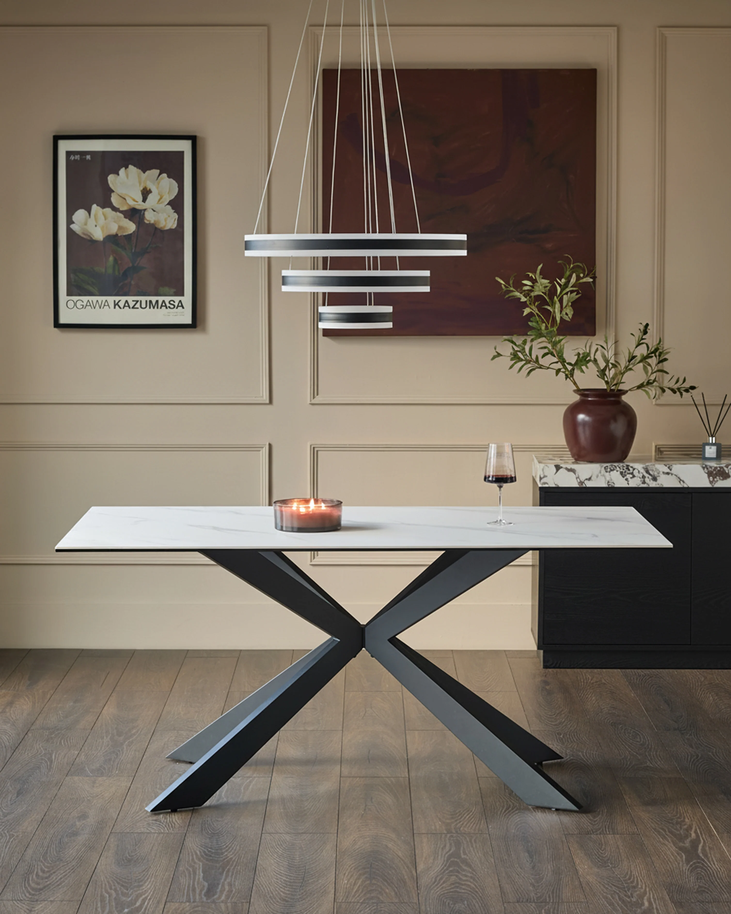 Hayden white ceramic 6 seater dining table