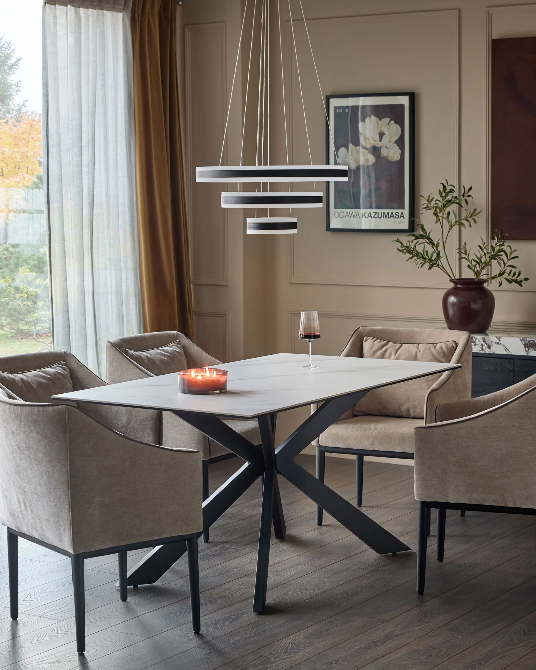 Hayden white ceramic 6 seater dining table - Image 2