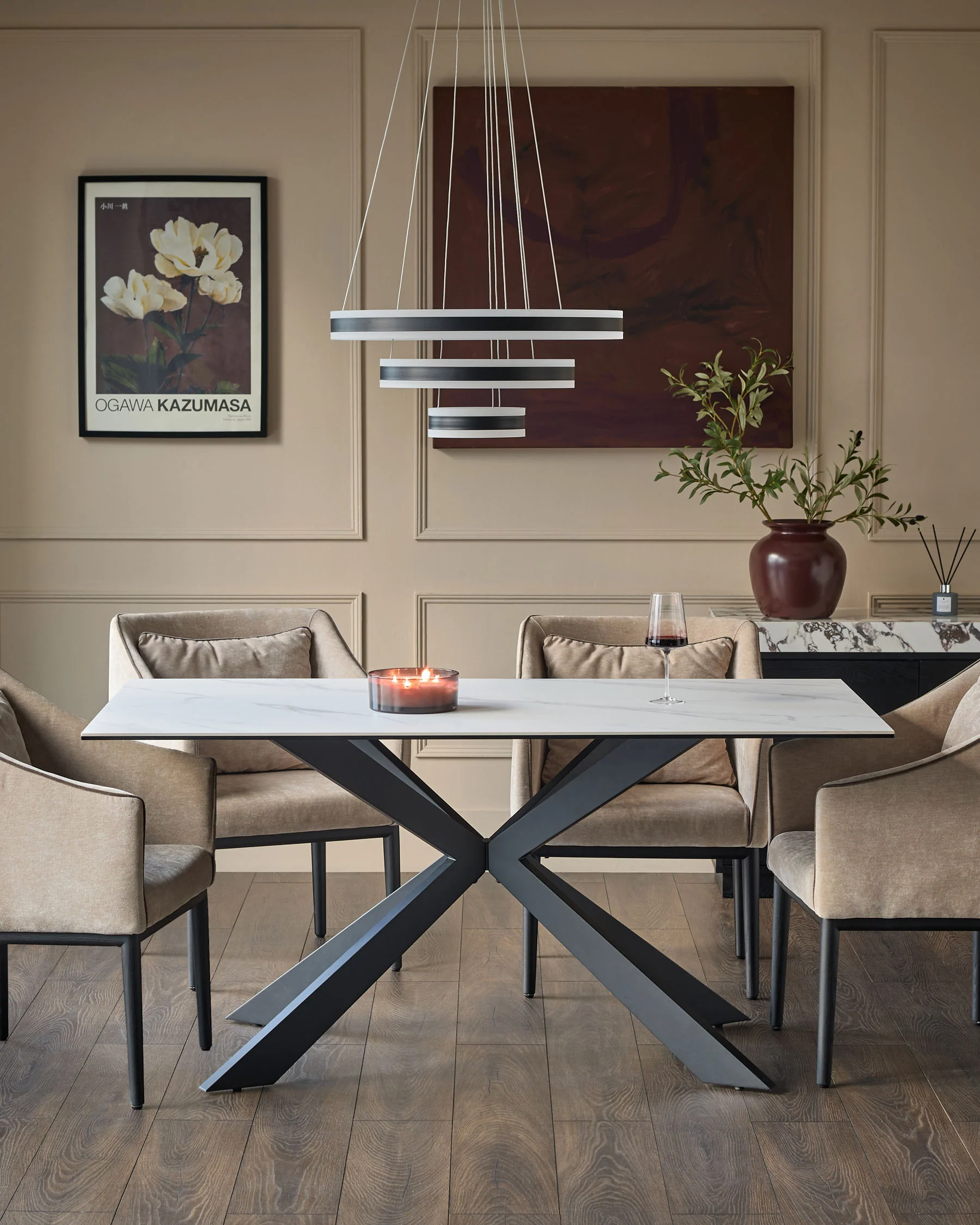 Hayden white ceramic 6 seater dining table - Image 3