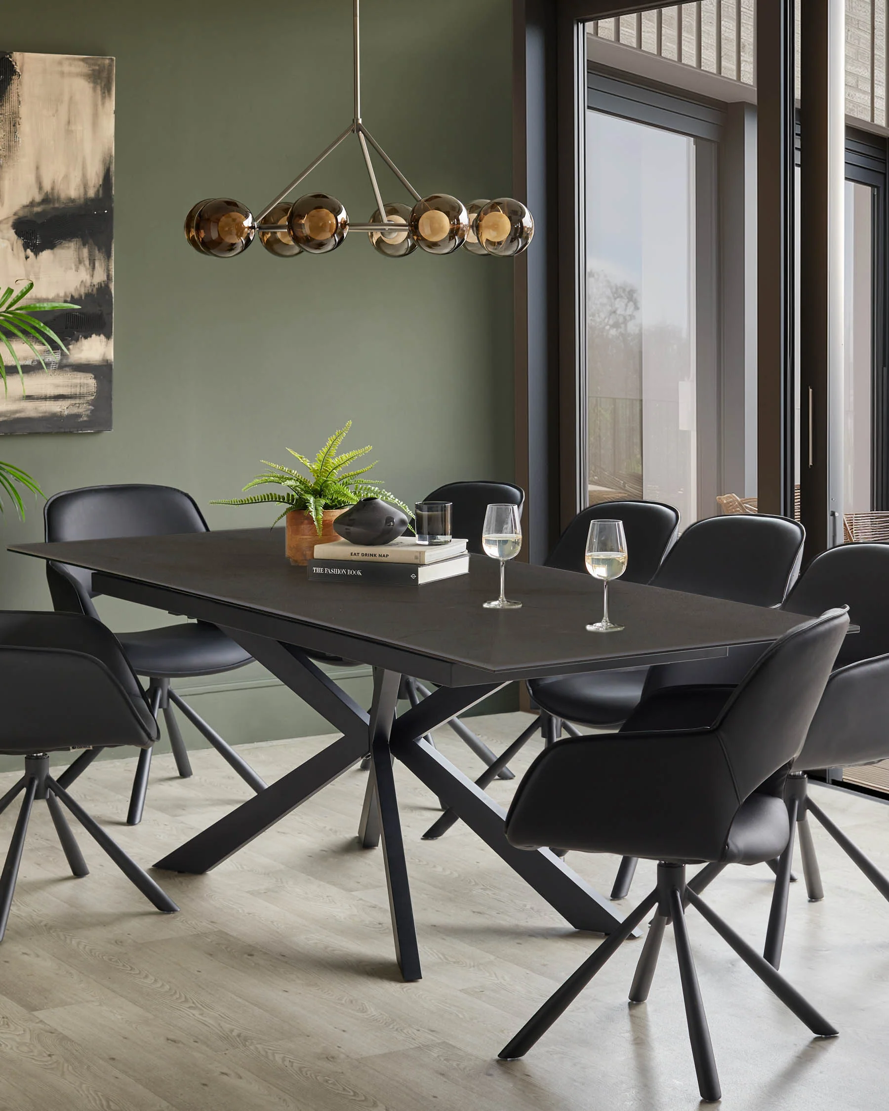Hayden dark grey ceramic extending 8 to 10 seater dining table - Image 3