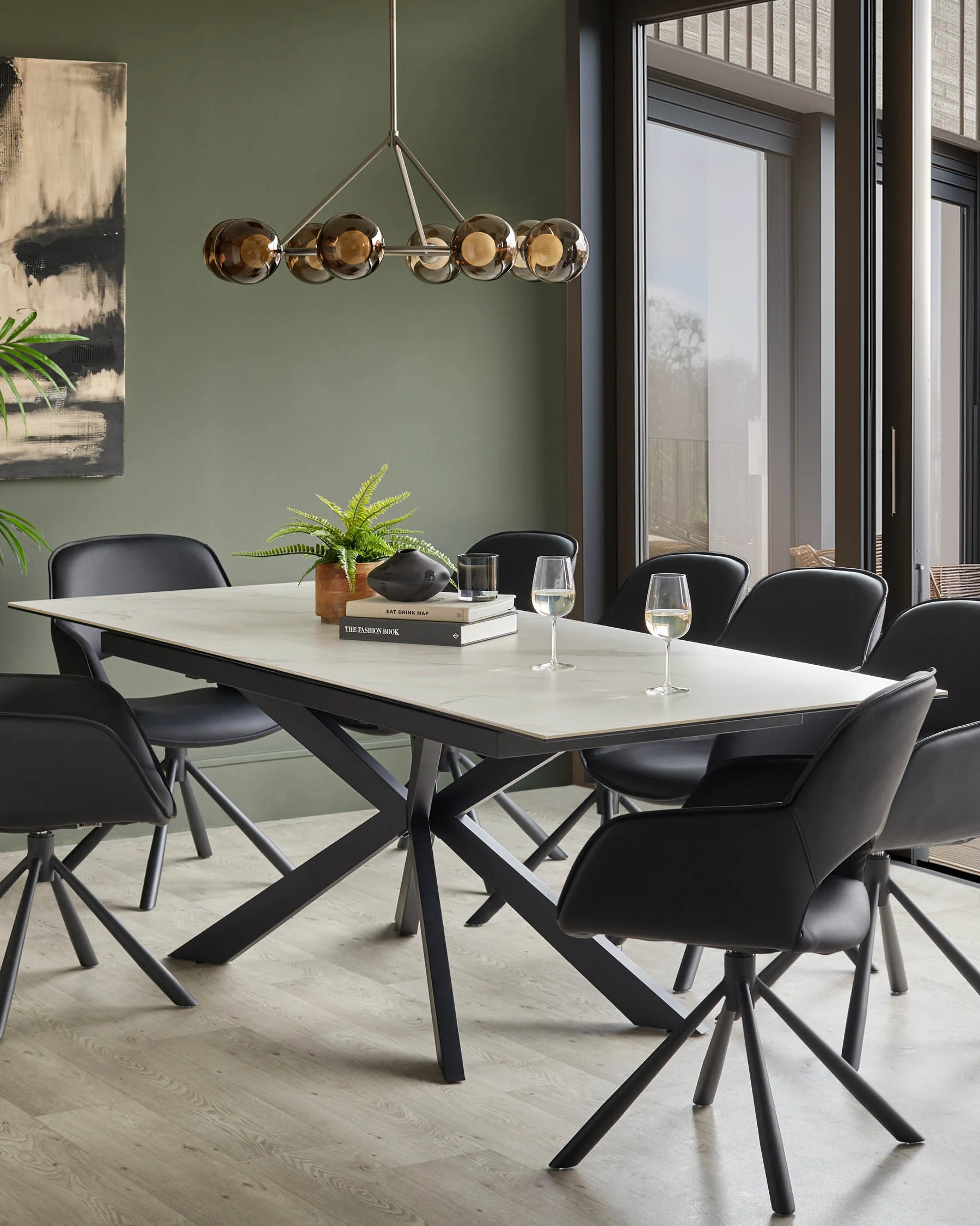 Hayden white ceramic extending 8 to 10 seater dining table - Image 3