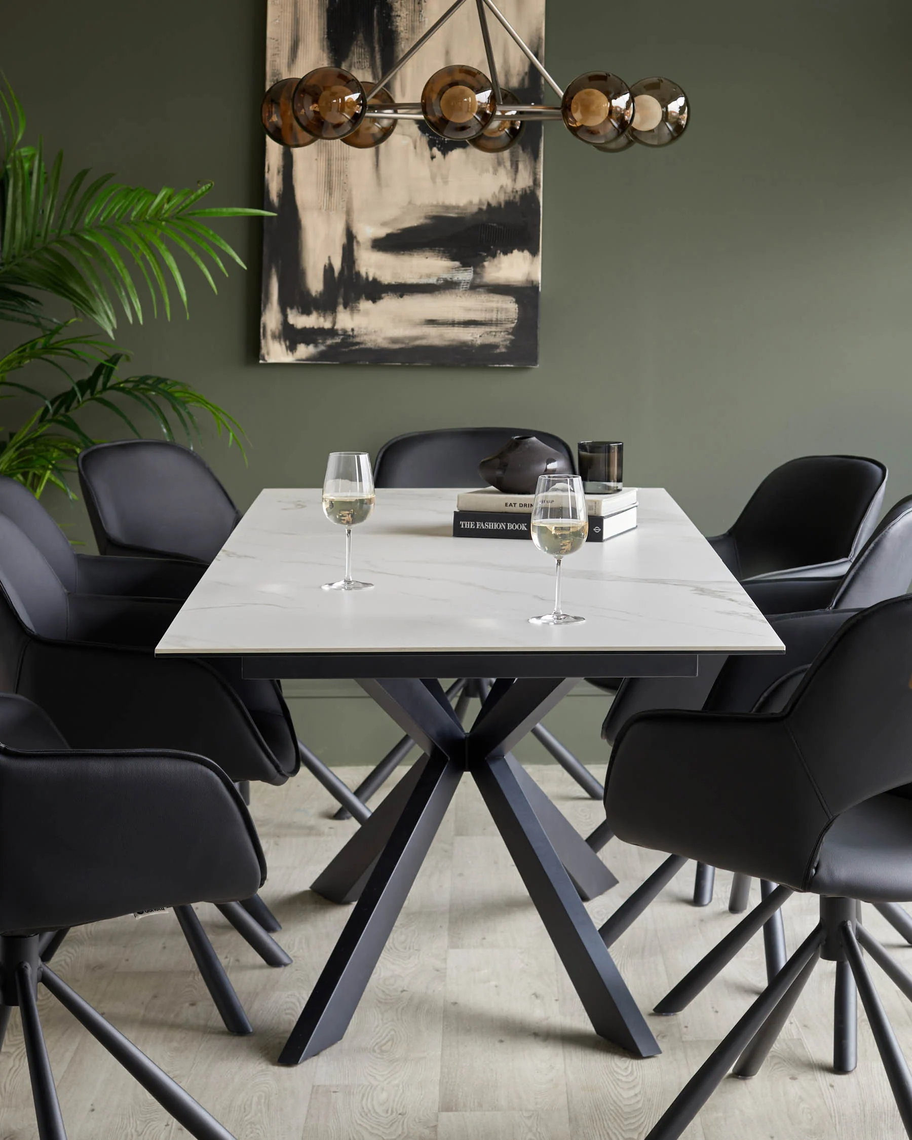 Hayden white ceramic extending 8 to 10 seater dining table - Image 7