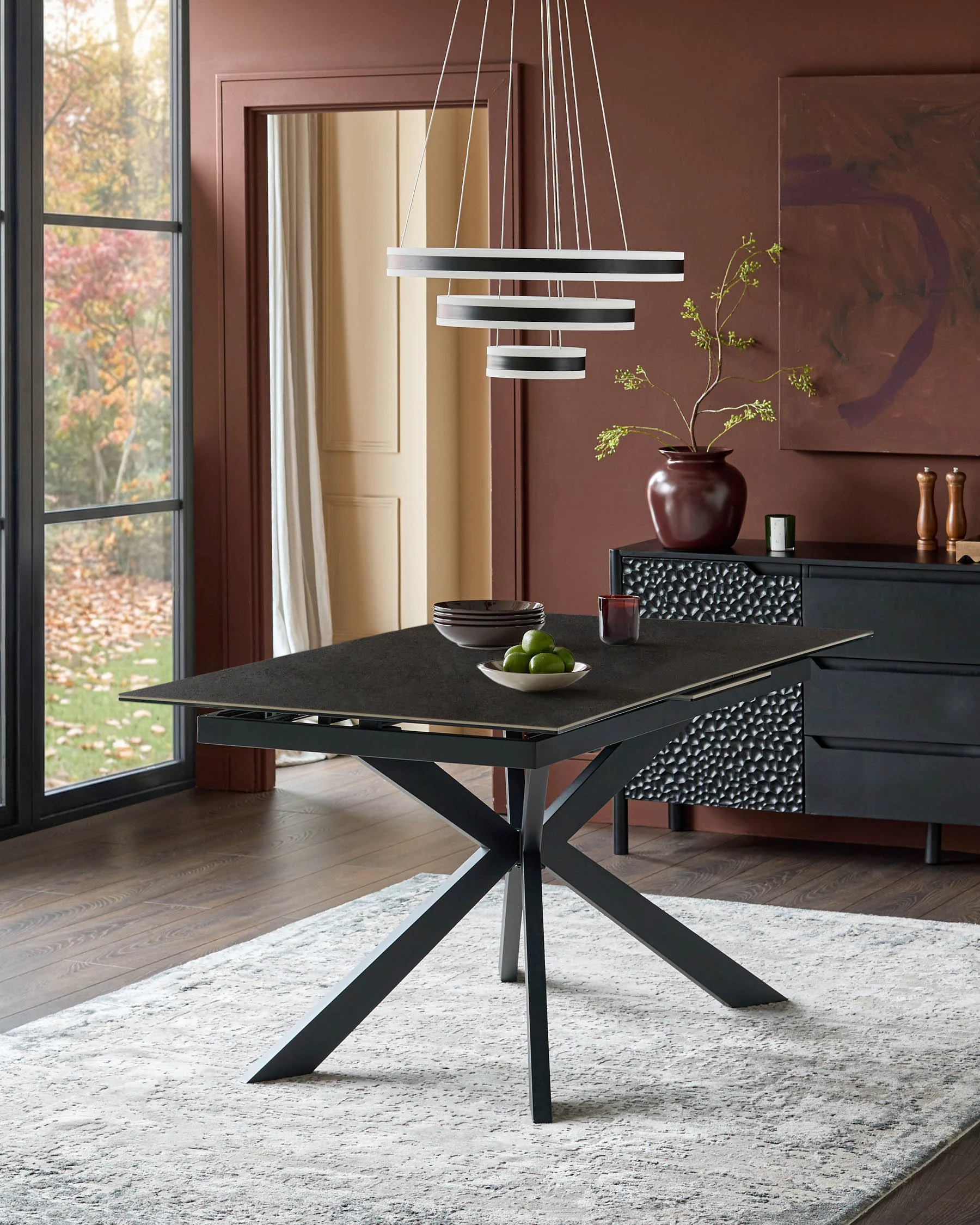 Hayden Dark Grey Ceramic Extending 6 To 8 Seater Dining Table - Image 3
