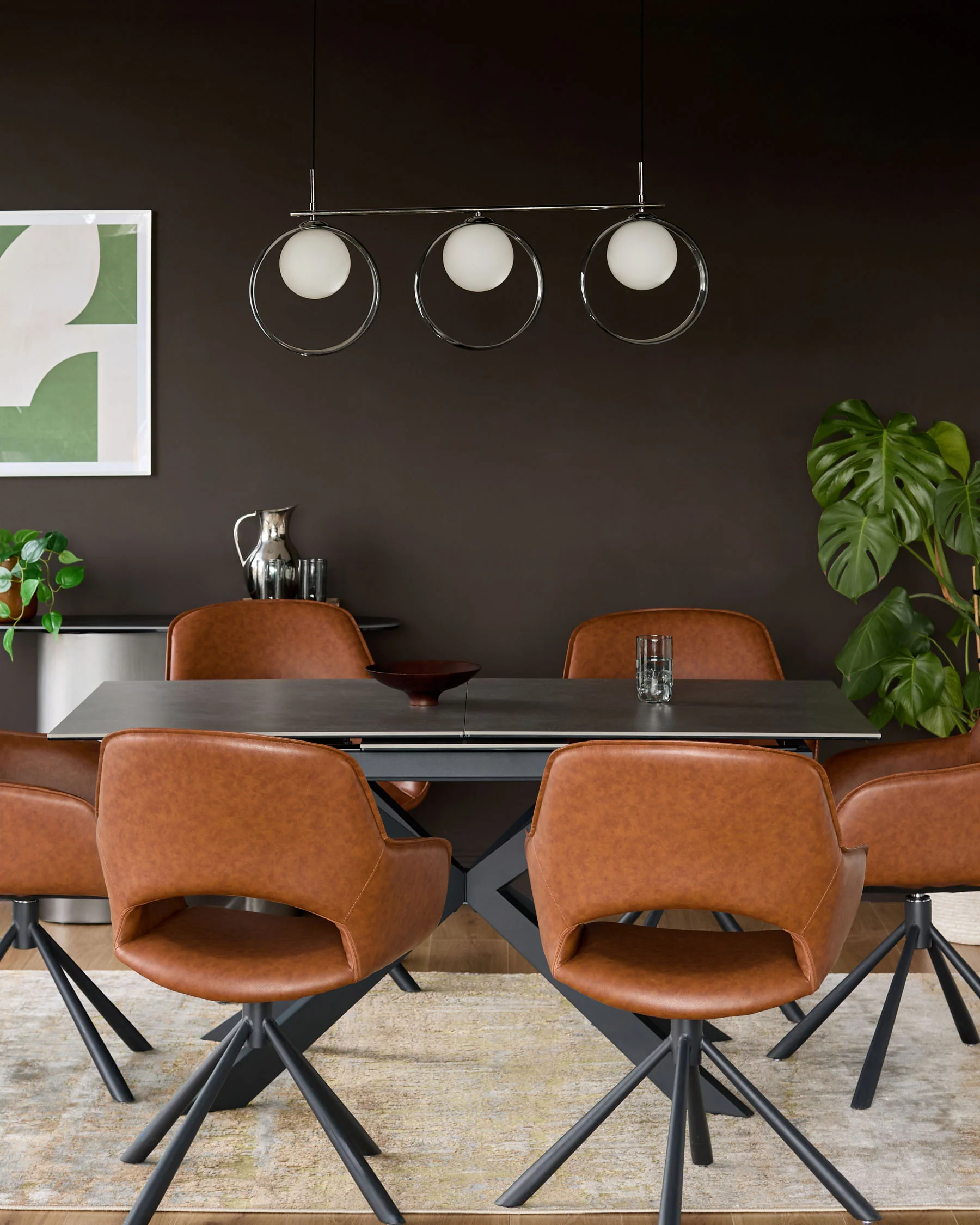Marlow tan faux leather swivel dining chair - Image 4