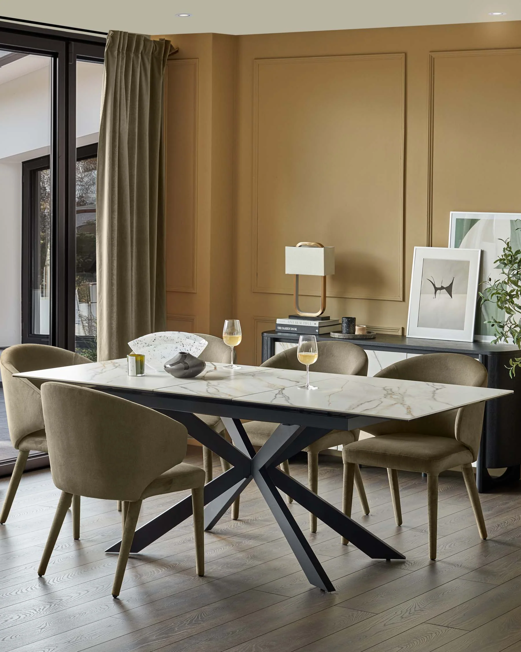 Hayden natural matt ceramic extending 6 to 8 seater dining table - Image 3