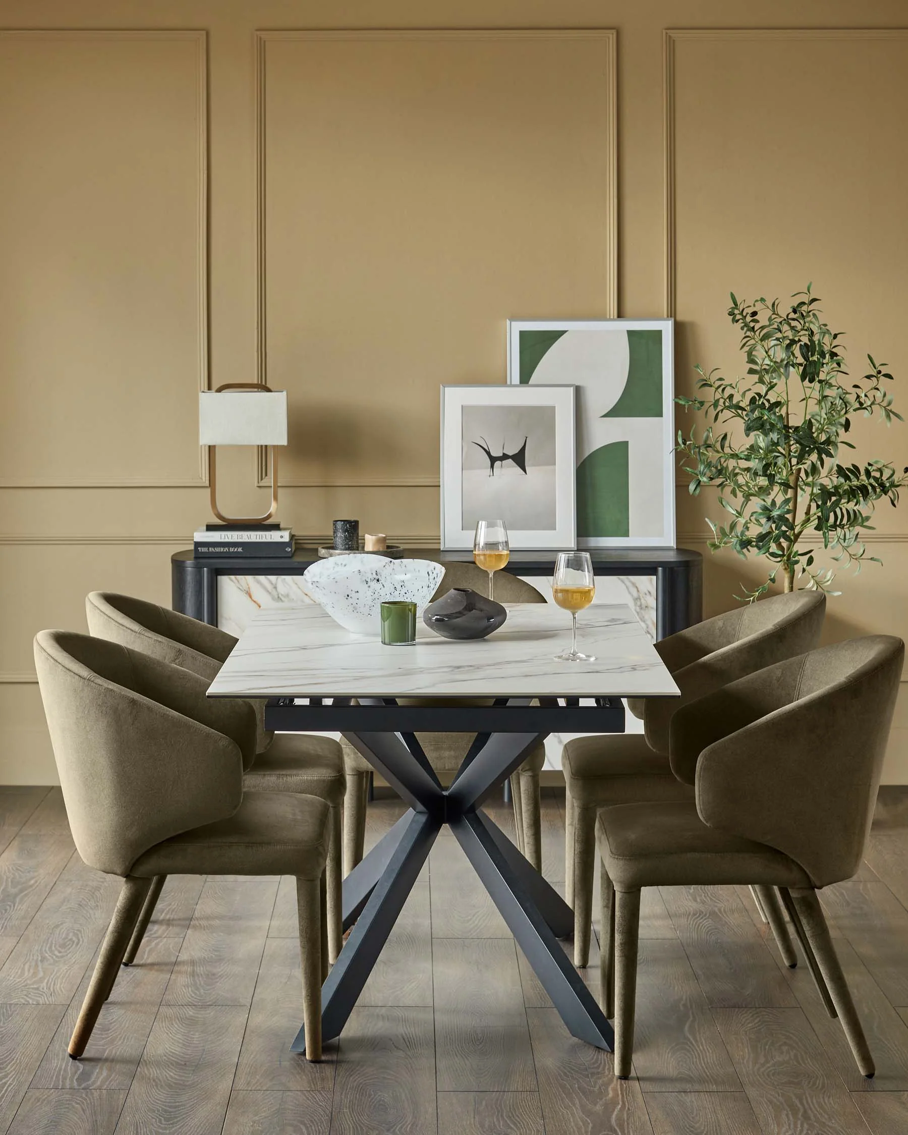 Hayden natural matt ceramic extending 6 to 8 seater dining table - Image 5