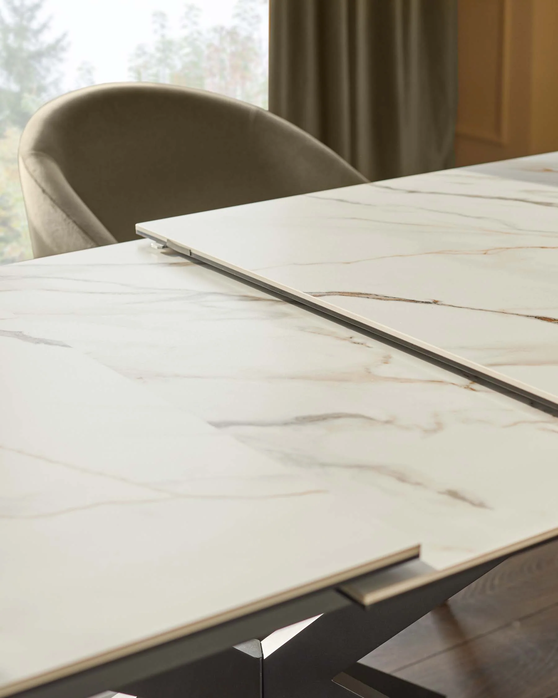 Hayden natural matt ceramic extending 6 to 8 seater dining table - Image 7