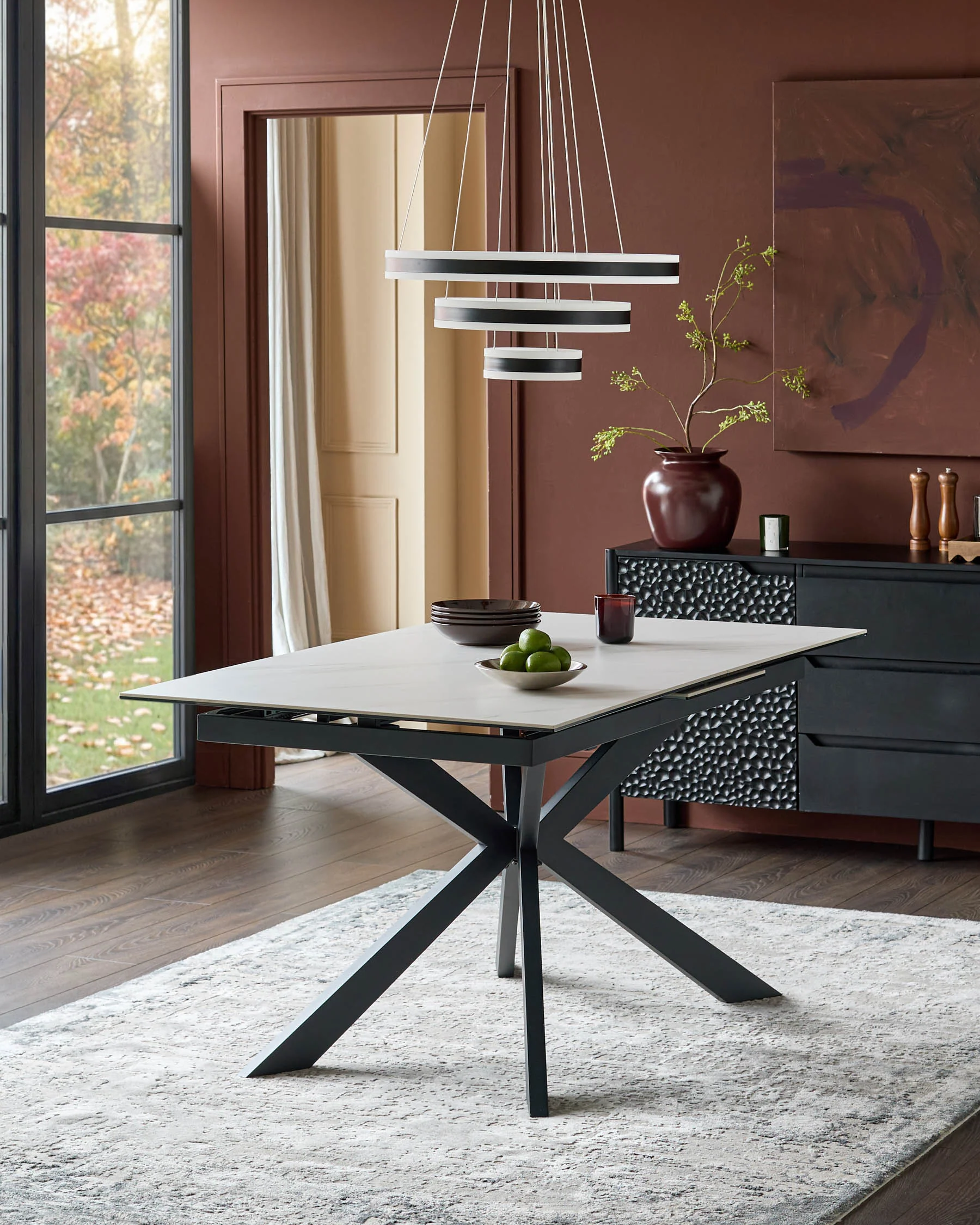 Hayden White Marbled Ceramic Extending 6 To 8 Seater Dining Table - Image 3