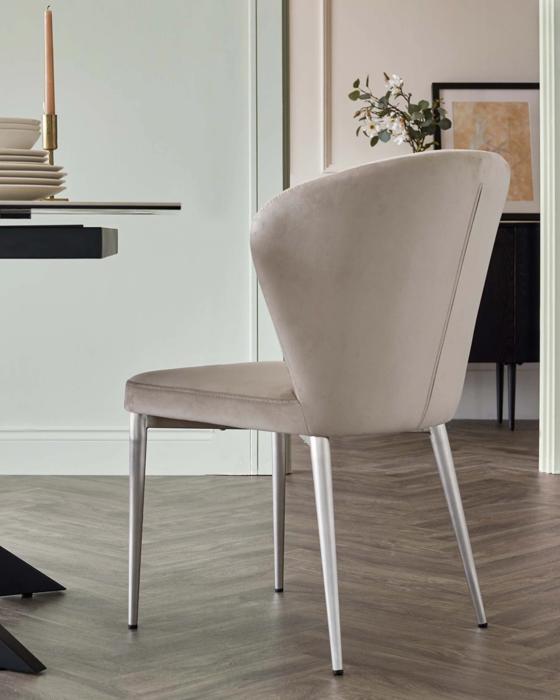 Hayden 6-8 seater table and 6 Harper champagne dining chair set - Image 7