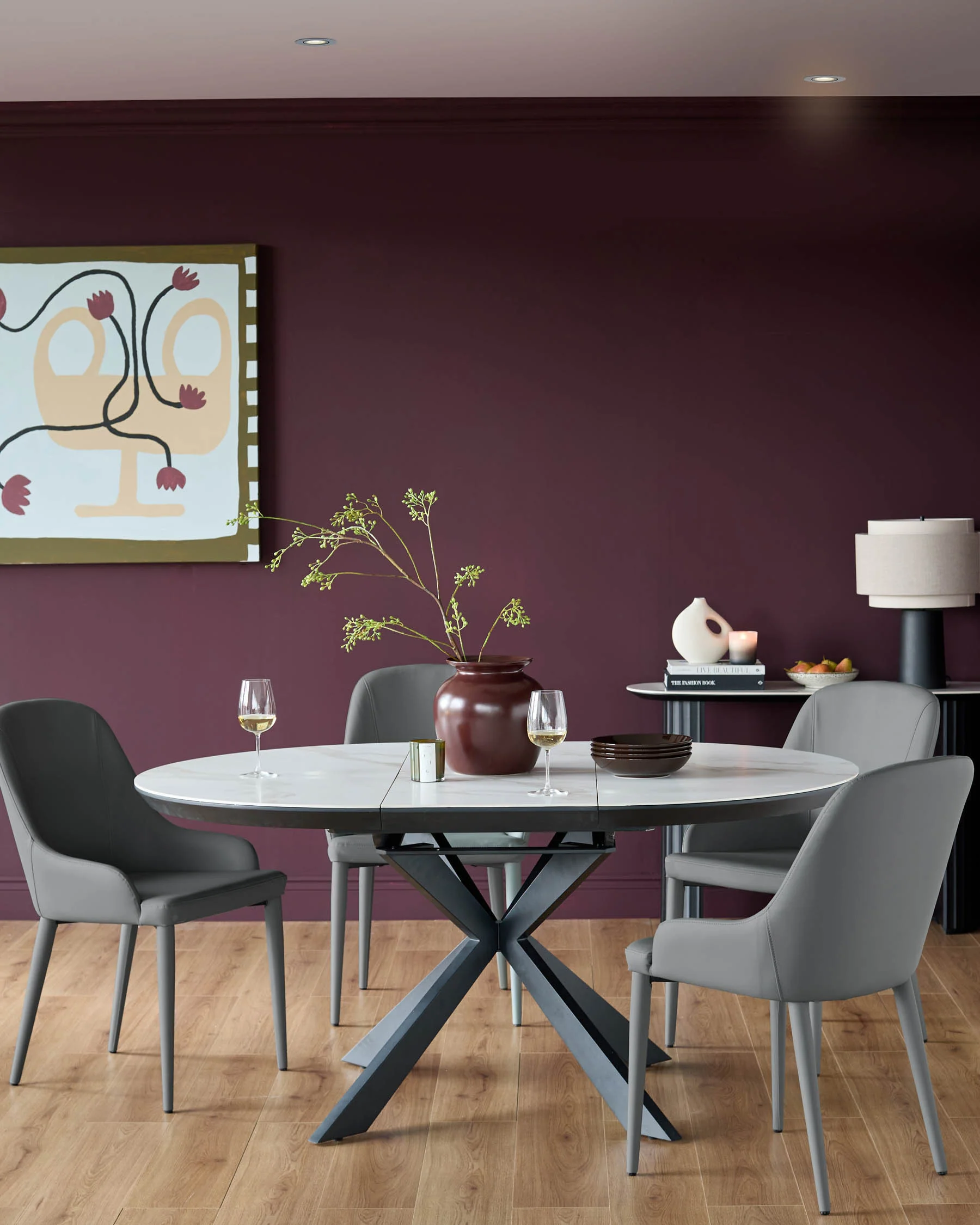 Hayden white round ceramic extending 4 to 6 dining table - Image 8