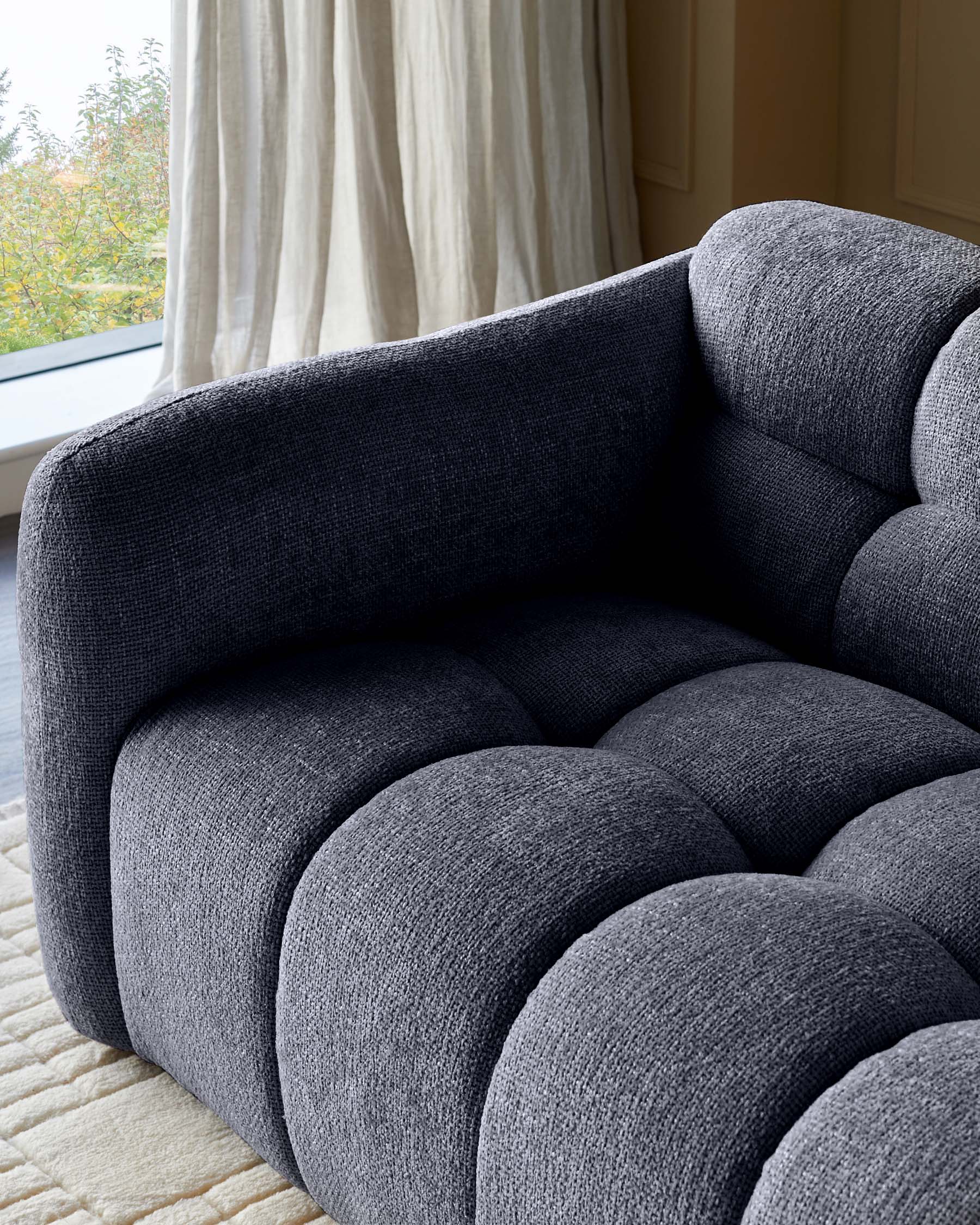 Hayes dark blue fabric 3 seater sofa - Image 2