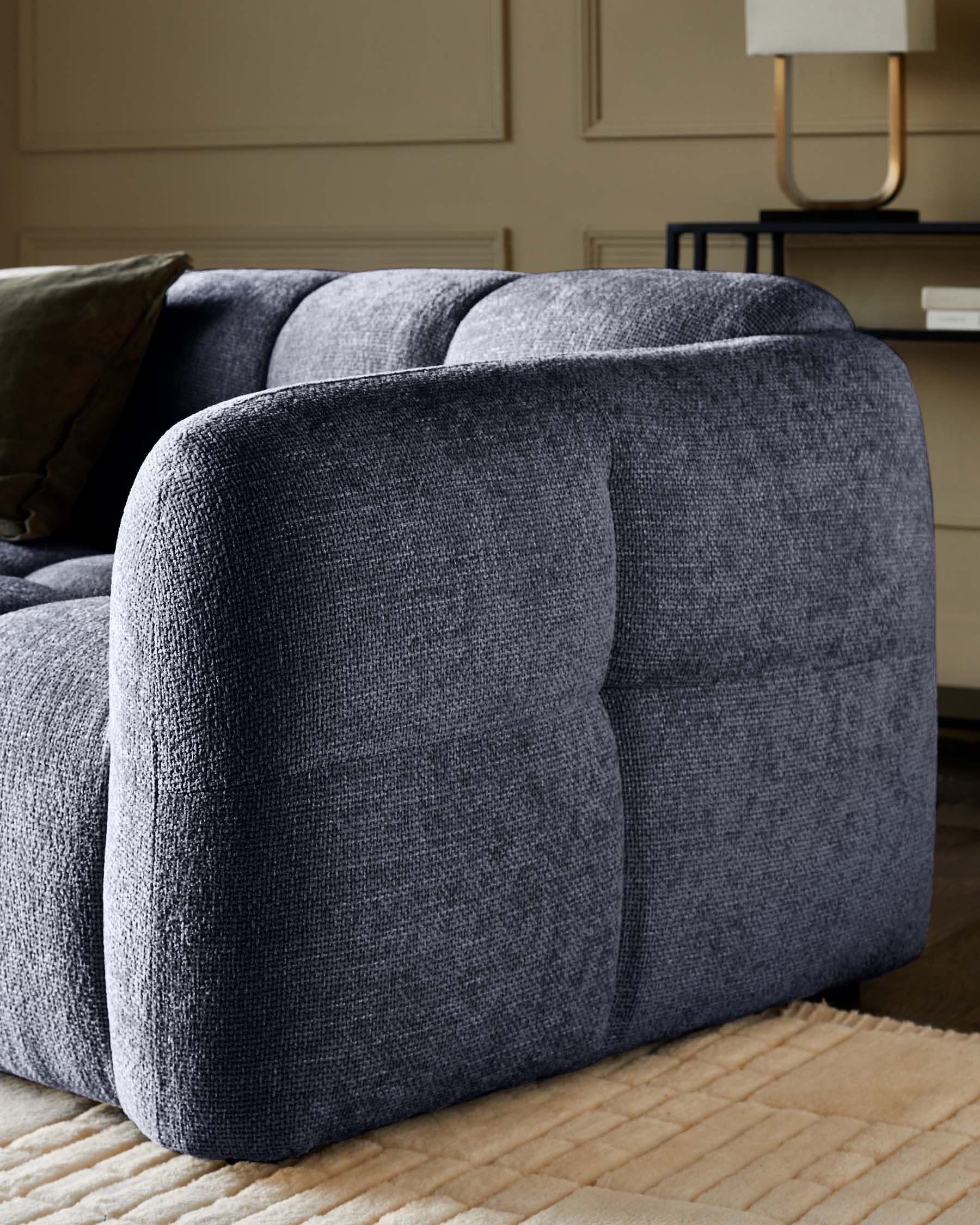 Hayes dark blue fabric 3 seater sofa - Image 4