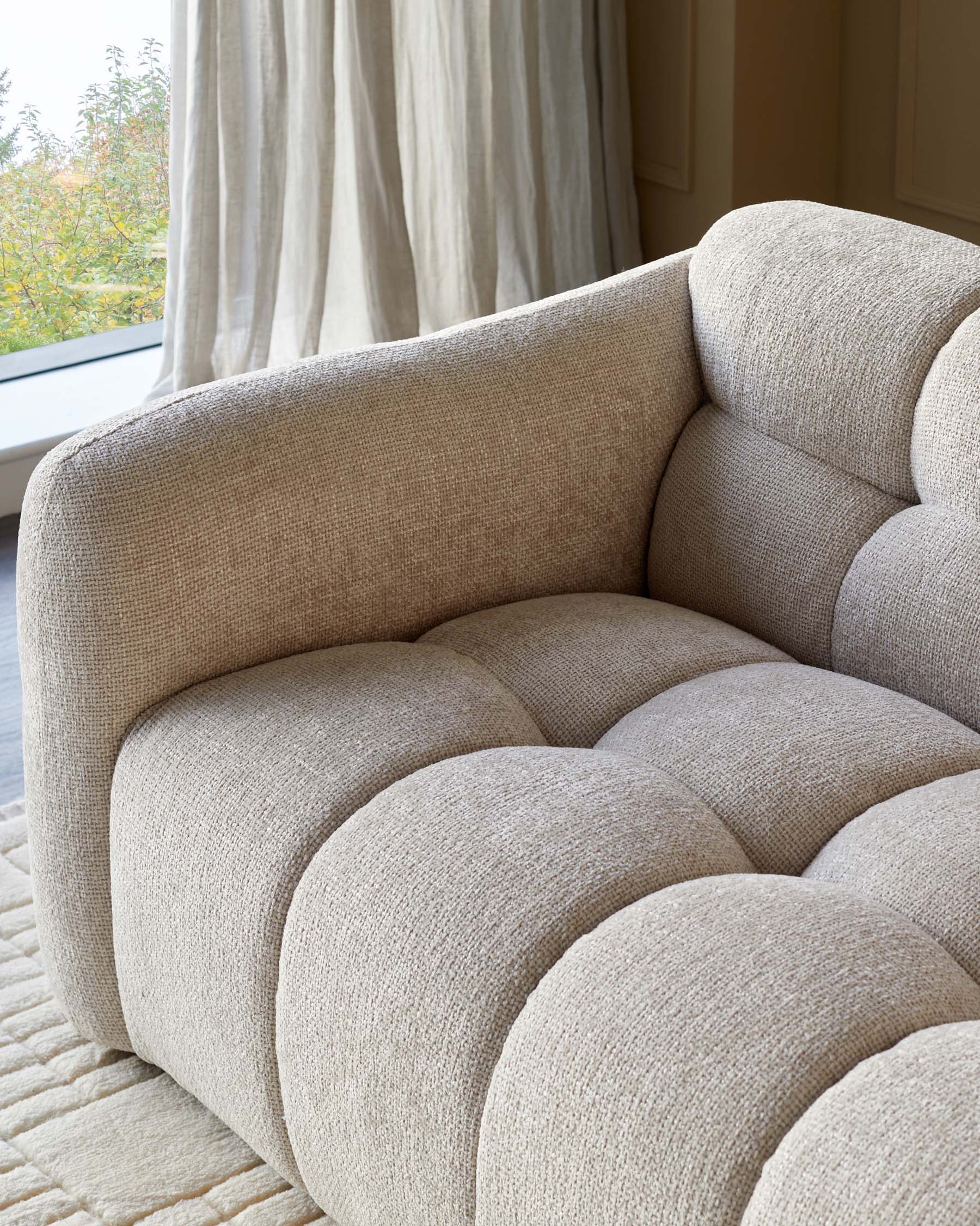 Hayes natural fabric 3 seater sofa - Image 3