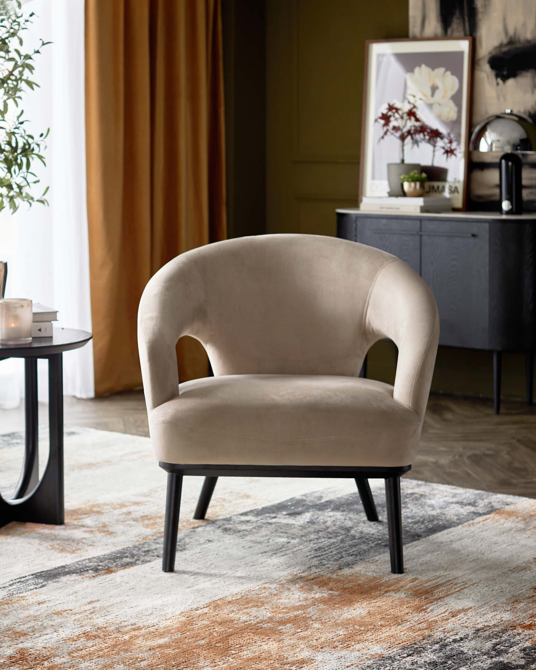 Heath champagne velvet accent chair - Image 3