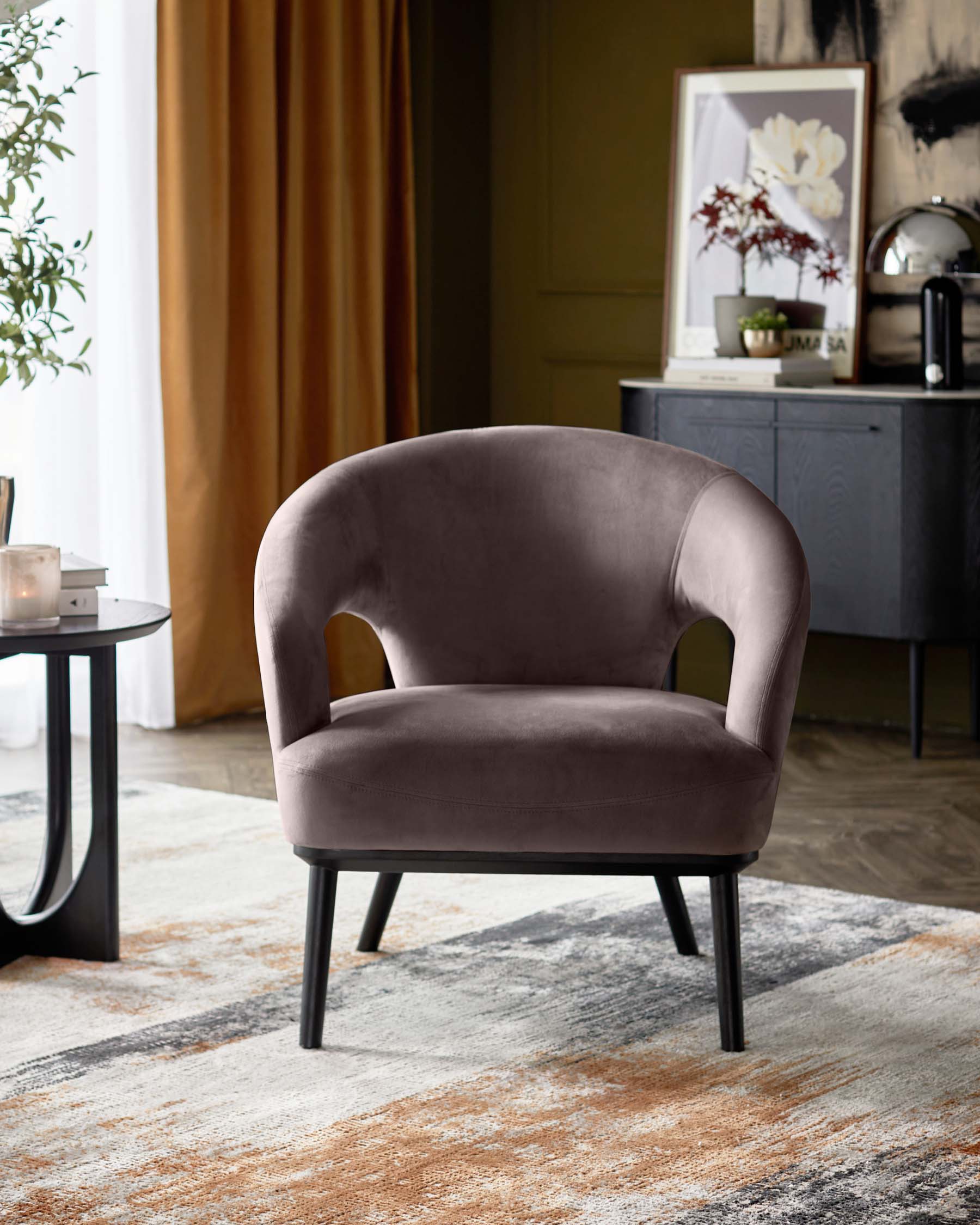 Heath mocha velvet accent chair - Image 3