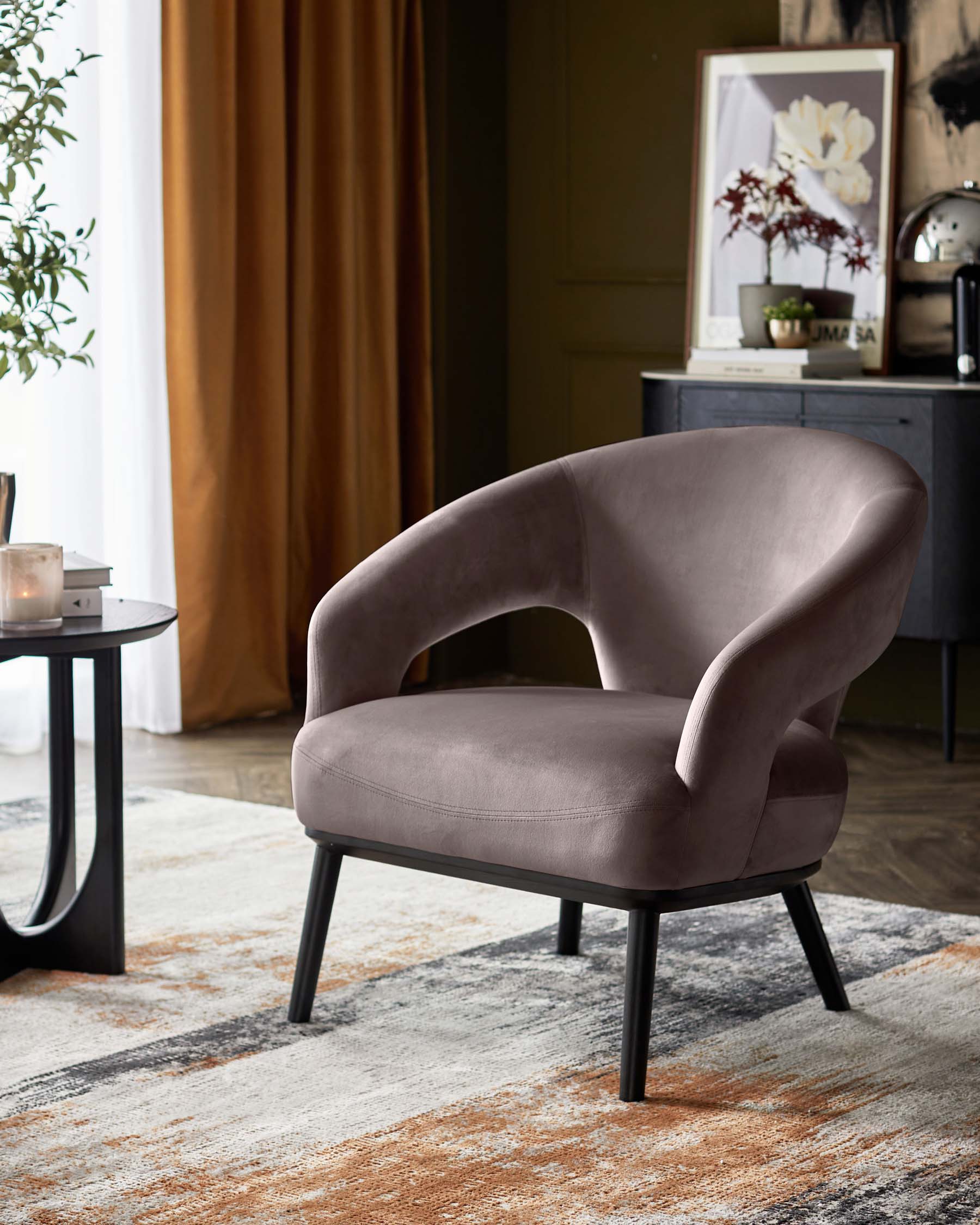 Heath mocha velvet accent chair - Image 4