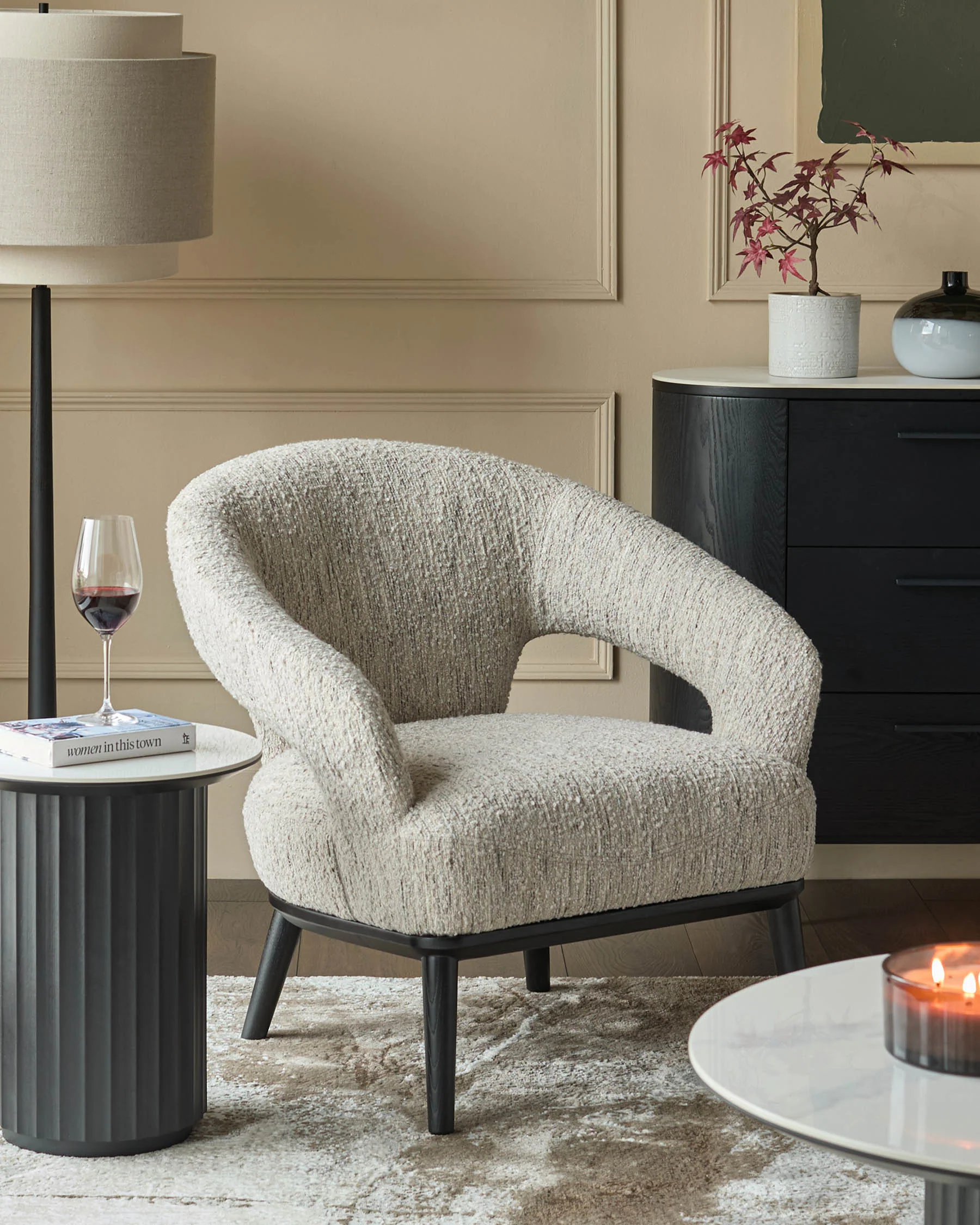 Heath cream chunky boucle accent chair - Image 3