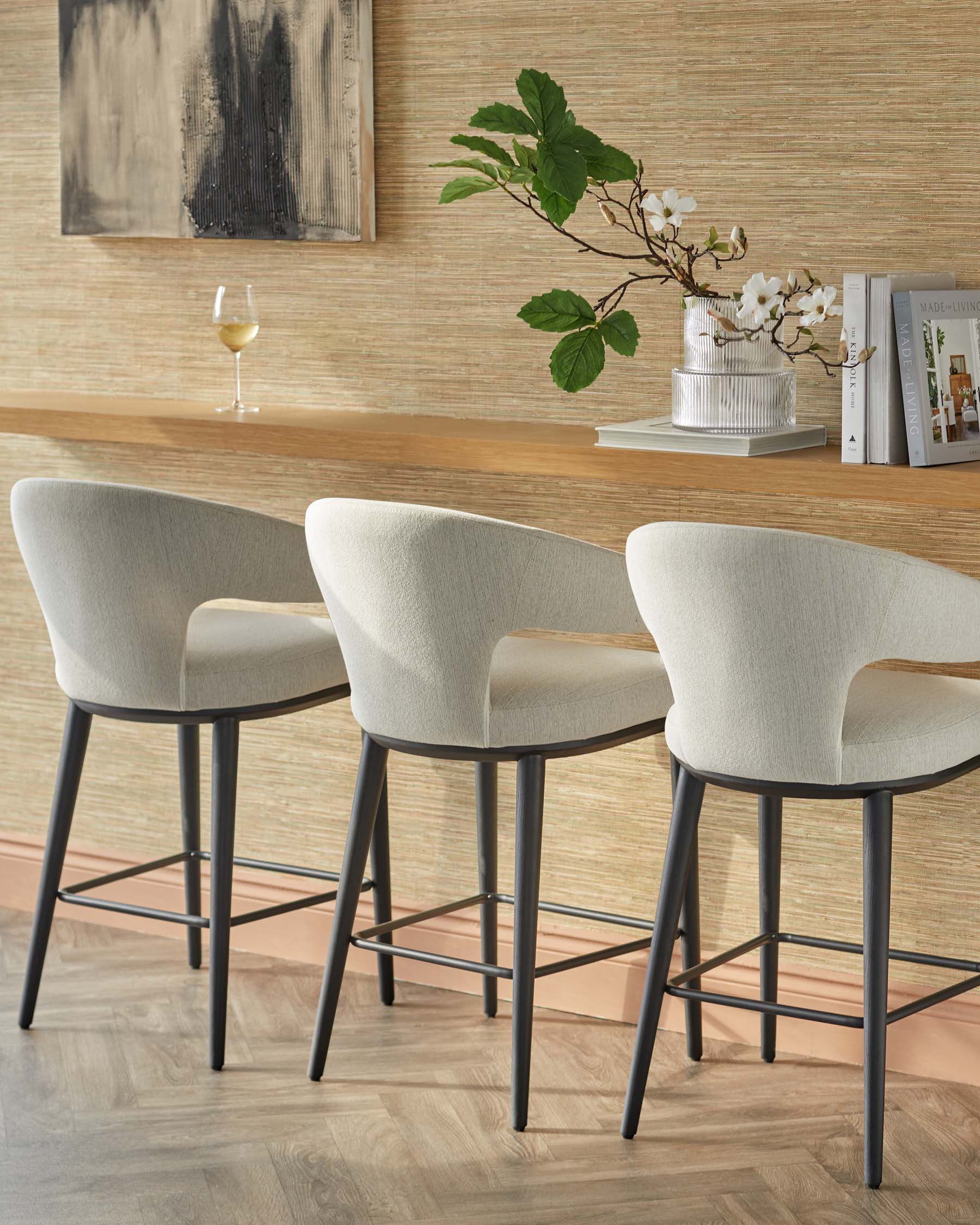 Heath ivory dual tone fabric bar stool - Image 4